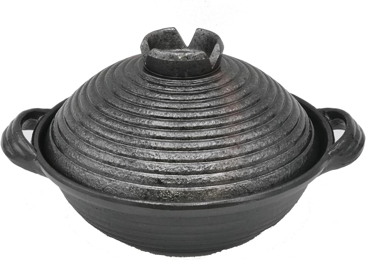 Kawanami Shoten Raku Pot, Made in Japan, Black Persimmon Glaze, 10.6 inches (27 cm), 7.1 gal (2.3 L), Aluminum, Outdoor, Camping, Direct Fire, Repositionable