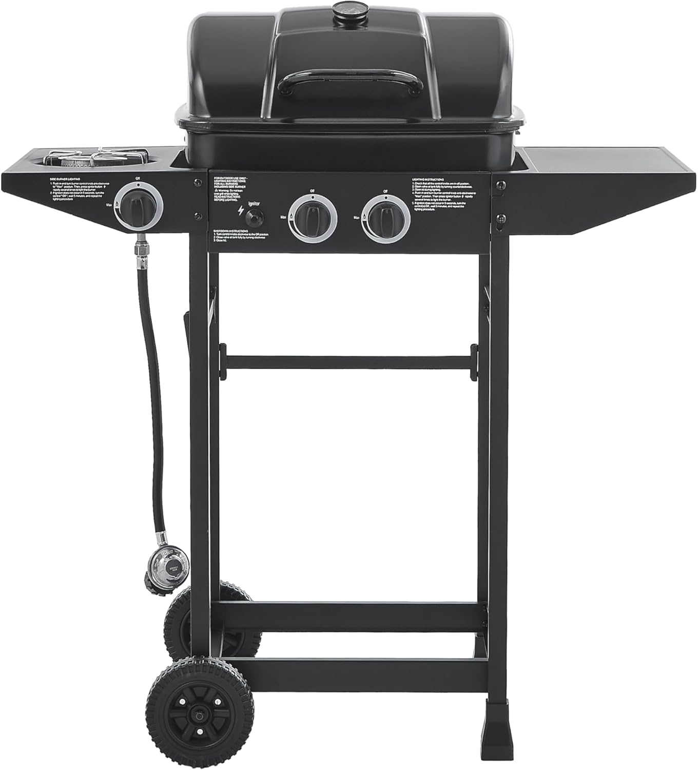 Gas Grill with Side Burner, 2 Burner Propane Grill 24000 BTU, 237 Sq In Cooking Area, Stainless Steel Outdoor Grill for Backyard, Patio, Balcony