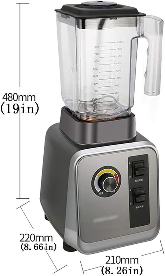 Commercial Milk Tea Shop Ice Crusher, Food Processor 1500W Multifunctional Blender, 2000ml Large Capacity PC Container, Grinder Juicer