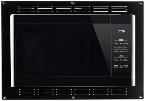 RecPro RV Kitchen Air Fryer & Convection Microwave with Trim Kit | 1.0 Cu. Ft. | 120V | 6 Cooking Modes (Black)