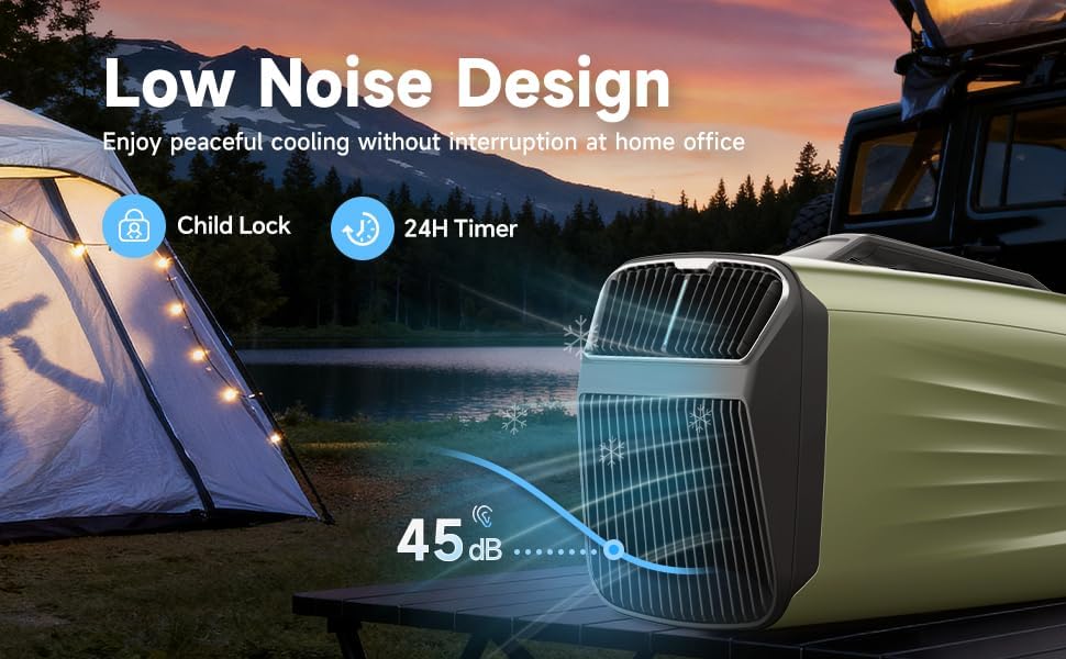 Portable Air Conditioner, 5400 BTU, 420W, For Camping, Tent, RV, Semi Truck, Small Room, Indoor and Outdoor Use, Quiet Operation