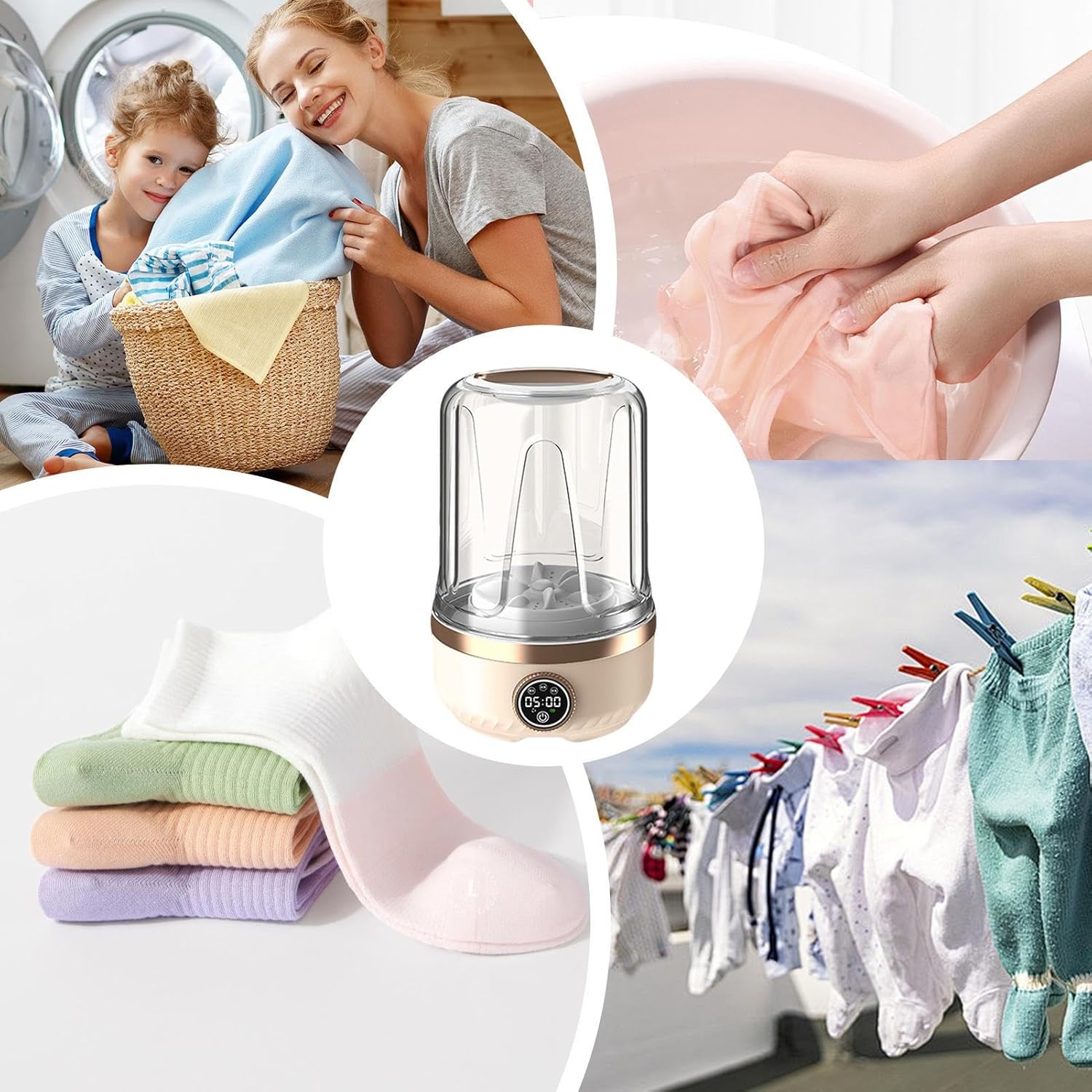 Underwear Washing Machine, Rechargeable, 1piece, Min-i Clothing Washer, Rechargeable Panty Washer, Multi-purpose Use, For Dormitory Laundry Socks Delicate Fabrics Towels