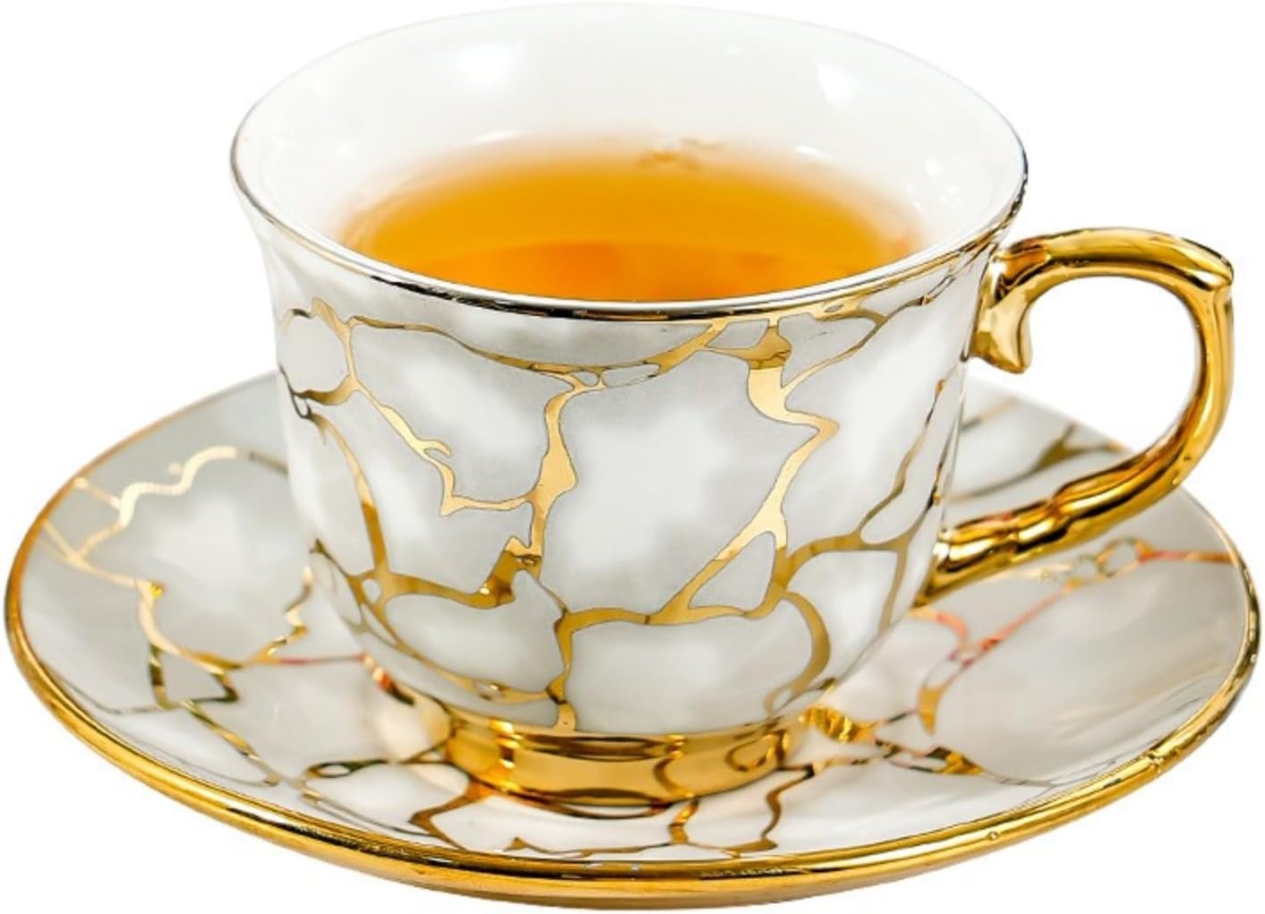 6件套Ceramic coffee cup, plate set, gold edged cup, commercial American exquisite ceramic water cup set, household cup, coffee cup