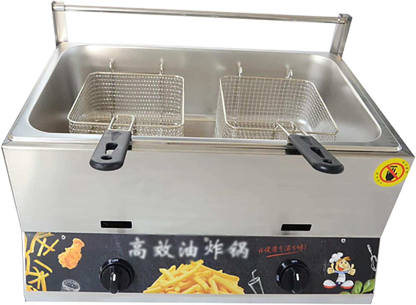 6L/12L Single Pot LPG Gas Fryer Stainless Steel Countertop Deep Fryer with Basket, Outdoor Cooker, for French Fries Home Kitchen Restaurant（12L+2xFried Baskets）