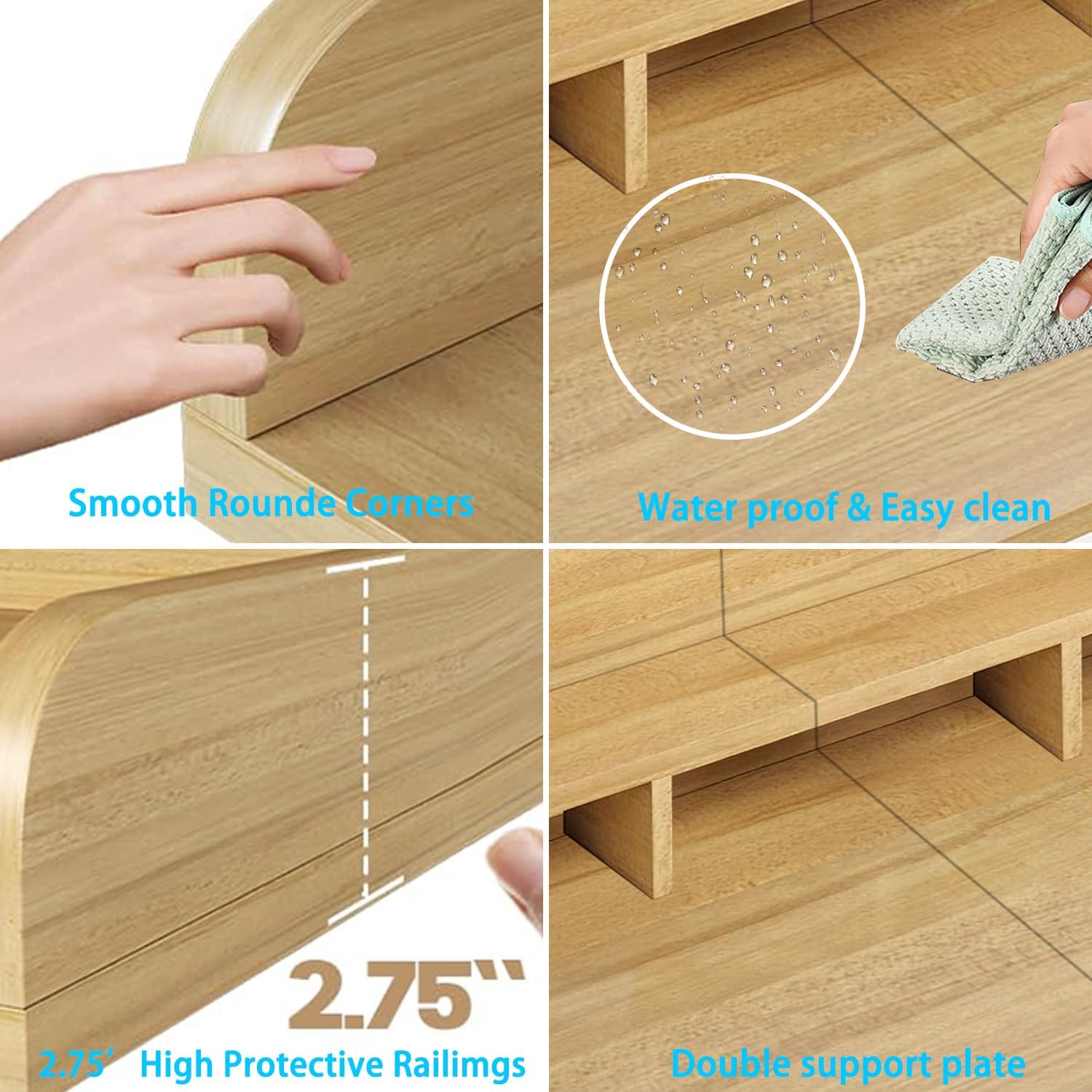 54 Inches Washer Dryer Countertop Shelf – Natural Wood Laundry Organizer With Double Layer Storage, Edge Guard Hamper Space, Fits 27.5 Inches Depth Appliances