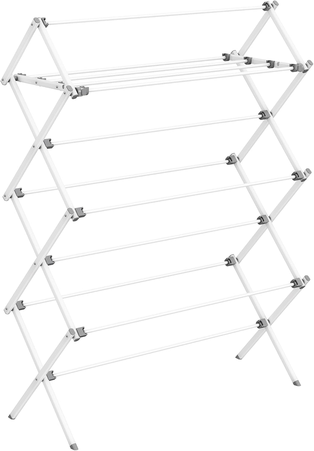 SONGMICS Foldable Clothes Drying Rack, Laundry Drying Rack, Clothes Airer, Steel Frame, 14.6 x 36.6 x 53.2 Inches, Easy Assembly, Indoor Outdoor Use, Pearl White ULLR771W01