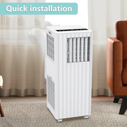 8000 BTU Portable Air Conditioner, Efficient Cooling with Remote Control, 3-in-1 Floor Standing Design, Dehumidifier Function, and Portable Fan, for Home, Office, White