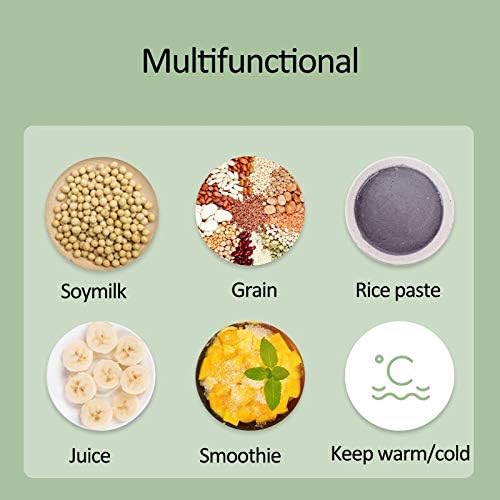 Soymilk Machine Multifunctional Electric Juicer Smoothie Blender SOYA-Bean Milk Rice Paste Maker Insulation Accompanying Cup(E)