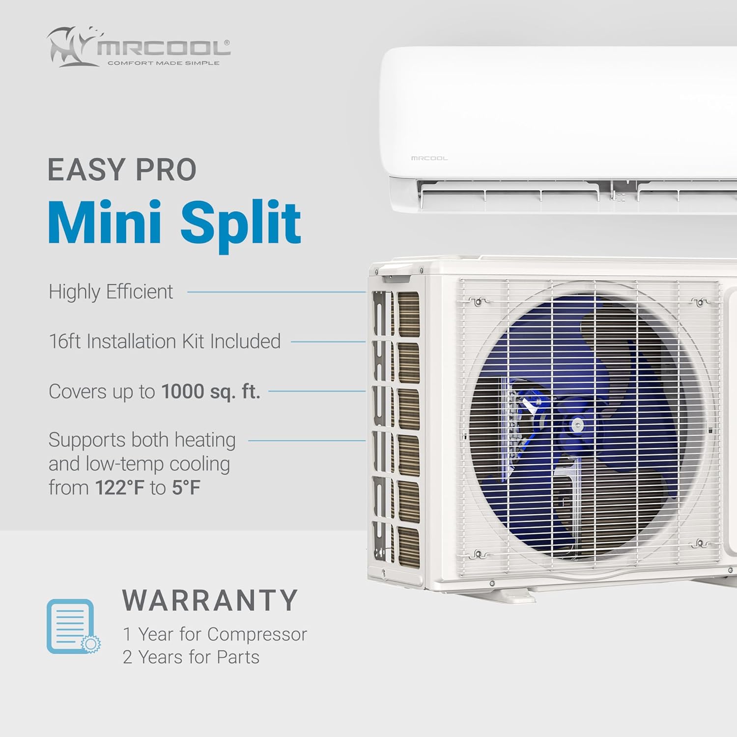 MRCOOL 24000 BTU 230V Ductless Inverter Mini Split Air Conditioner & Heat Pump System, Easy Pro Series - Wall-Mounted AC Unit w/Heating and Cooling for Home, Office & Commercial Space