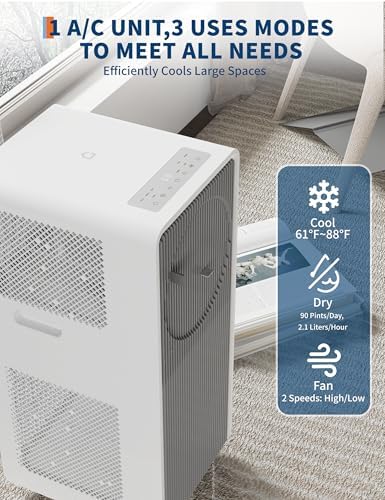 Portable Air Conditioners 14000 BTU AC Unit for Room Up to 700 Sq.Ft, 4 In1 Standing Air Conditioner With Cool, Dehumidifier, Fan Modes, Sleep Mode, Remote Control, 24H Timer,Auto Swing