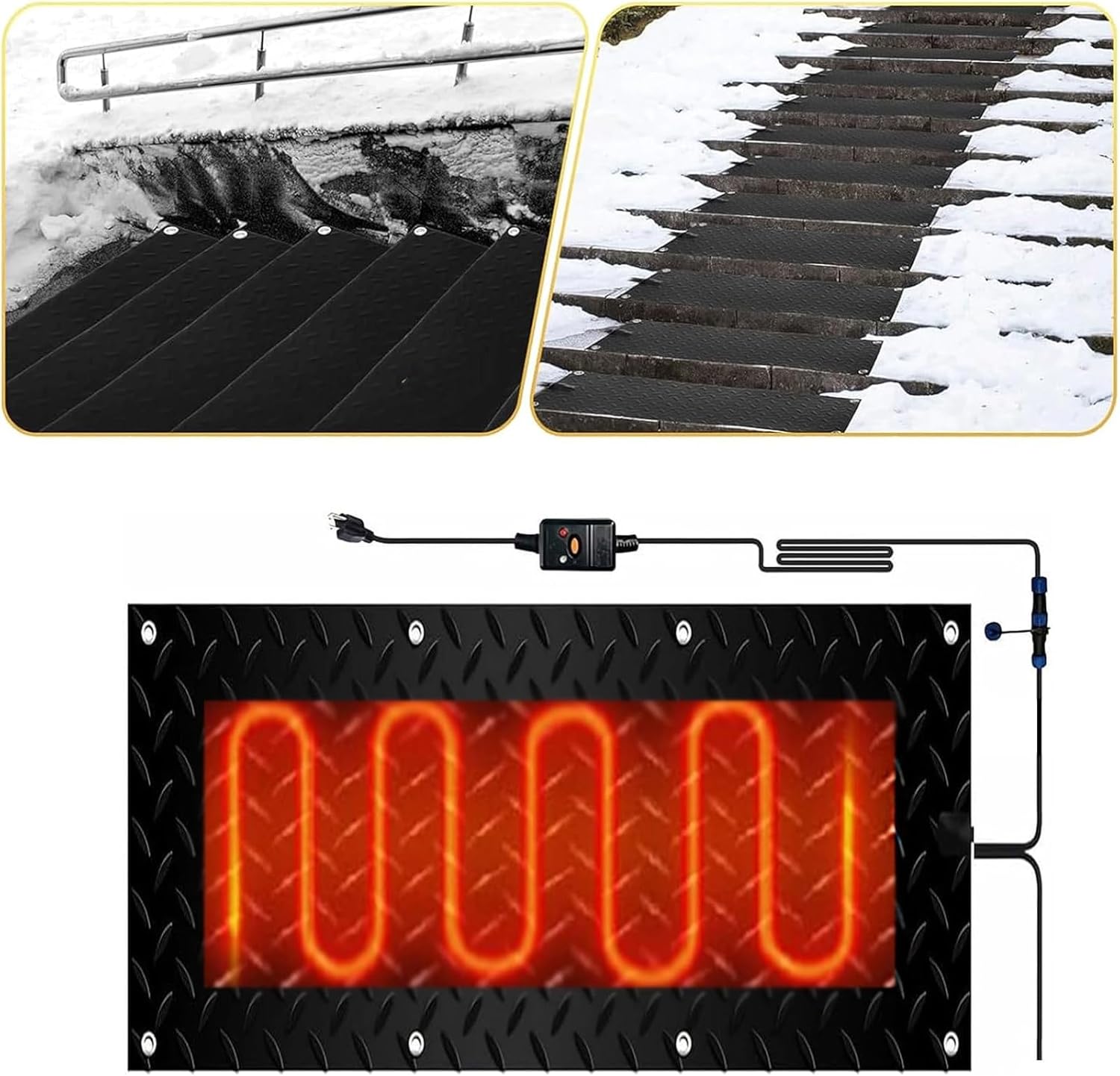Snow Melting mats Outdoor, Snow Melting mats, Snow and Ice Melting Mats, No-Slip Winter Outdoor Heated Mats for Stair, Walkway, Steps, Sidewalks, Decks, Driveway,1 Pcs-40x160cm/15.7x63in
