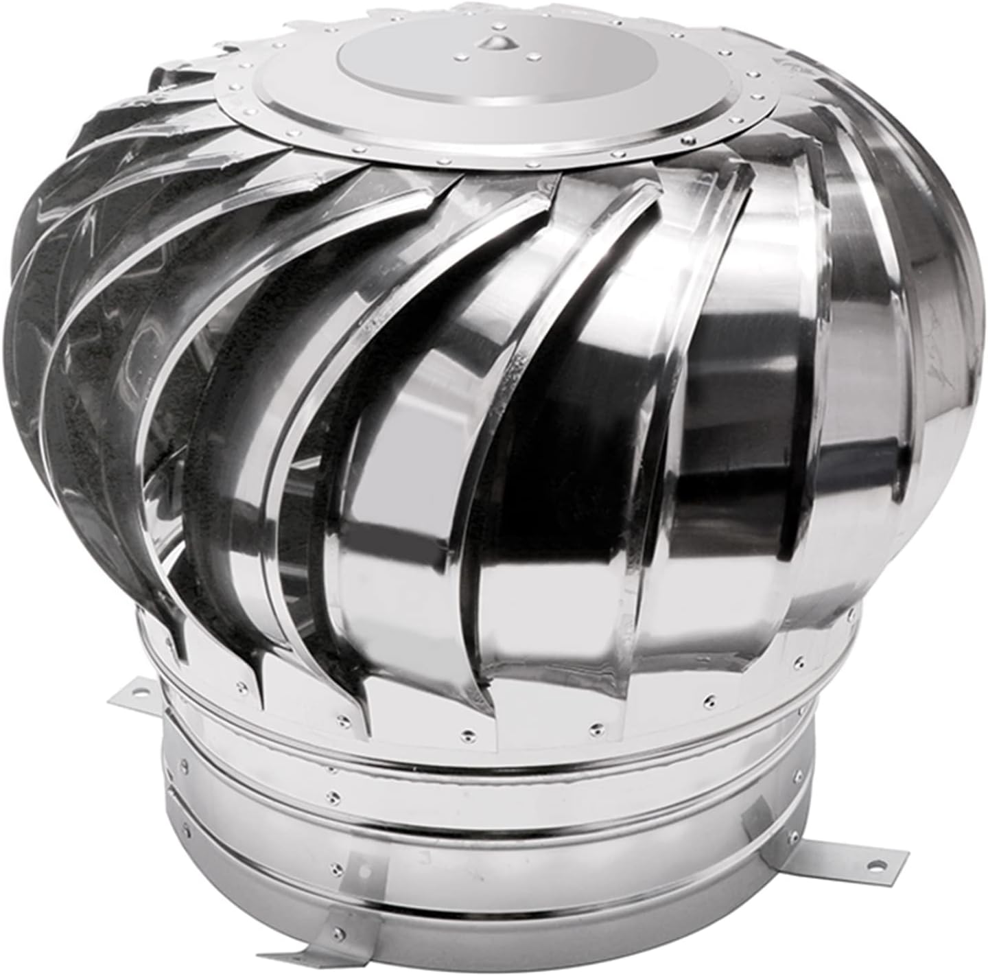 Turbine Ventilator Stainless Steel Rotating Chimney,Spinner Anti Downdraught Chimney,Cowl Cap with Claw Base Energy Saving,for Houses Factory Attic Farm,300mm