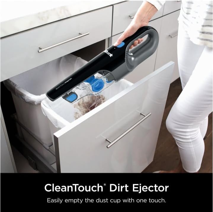 Shark Cordless Handheld Vacuum Cleaner – Ultra Cyclone Power, Pet Power Brush with PowerFins, Lightweight & Portable, XL Dustbin, Washable Filter, Crevice Tool – Black & Blue