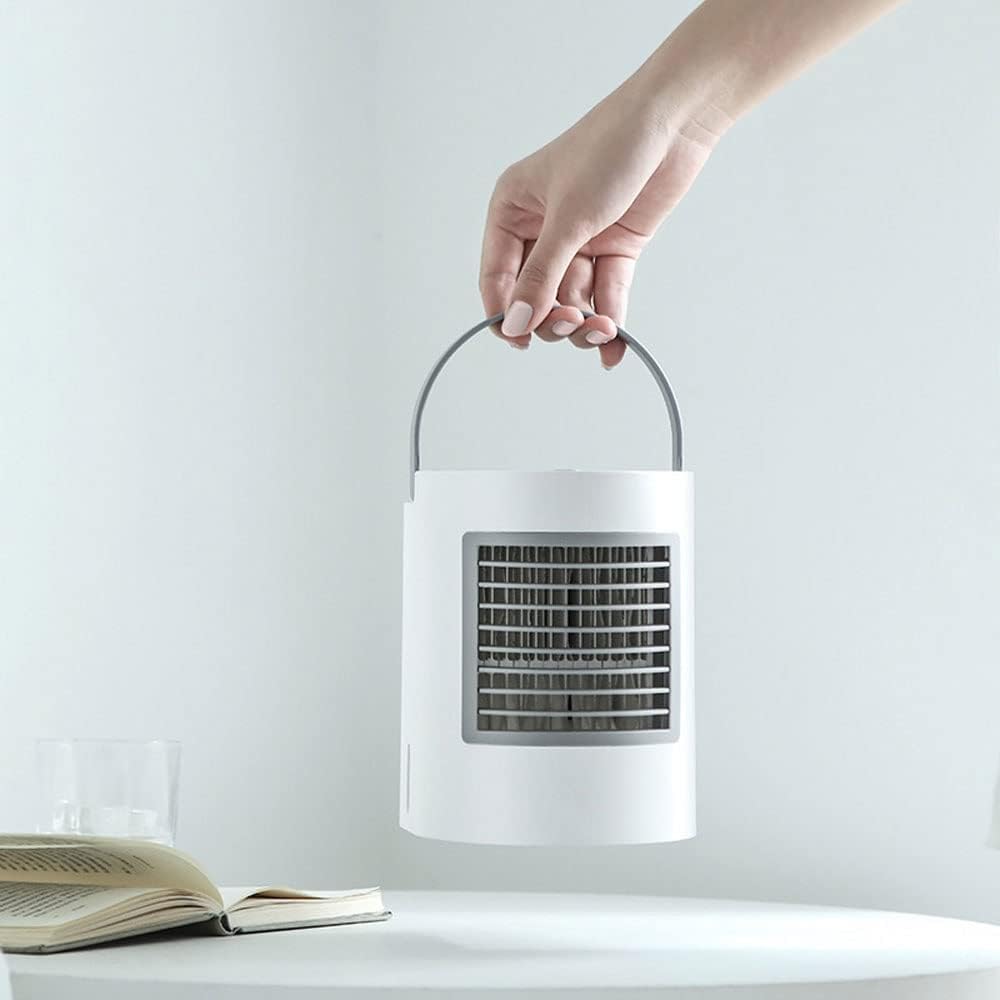 Mini Air Conditioner, Evaporative Air Cooler, USB Powered Mini Cooler w/Humidifier, 3 Speeds, Desktop Portable Air Conditioners for Room/Office/Car (Color : Pink)