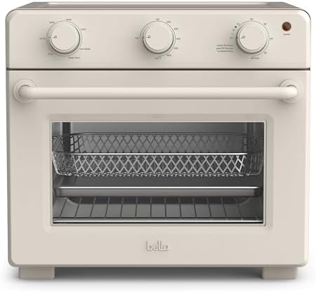 bella Air Fry Toaster Oven, 7 Preset Cooking Options, Dishwasher-Safe EverGood Coated Trays Included, 60-Minute Auto Shutoff w Audible Timer, Power Indicator Light, 1700 Watt, Oatmilk