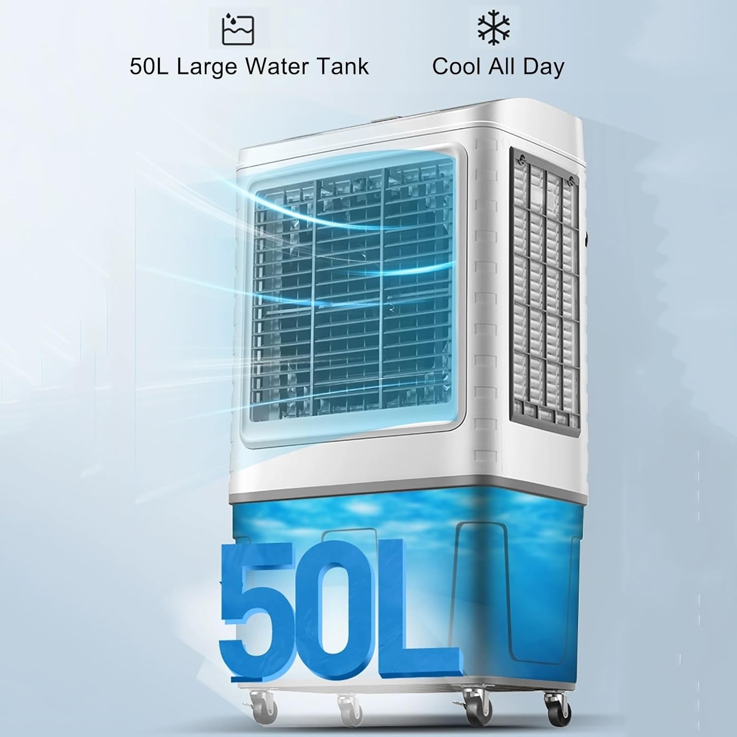 Commercial Evaporative Air Cooler Fan, Industry Humidifier, 3 in 1 200W Air Conditioner, 50L Large Water Tank, Air Coolers for Home, Cool Up to 50 M² (Color : Mechanical, Size : 50x34x90cm)