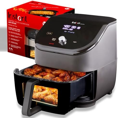 Instant Pot Vortex Plus 6QT ClearCook Air Fryer, Clear Windows, Custom Program Options, 6-in-1 Functions, Crisps, Broils, Roasts, Dehydrates, Bakes, Reheats, from the Makers of Instant Pot, Black