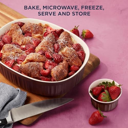 CorningWare Ceramic Bakeware Set with Lids Chip and Crack Resistant Stoneware Baking Dish, Microwave, Dishwasher, Oven, Freezer and Fridge Safe, 10-Piece French Cabernet