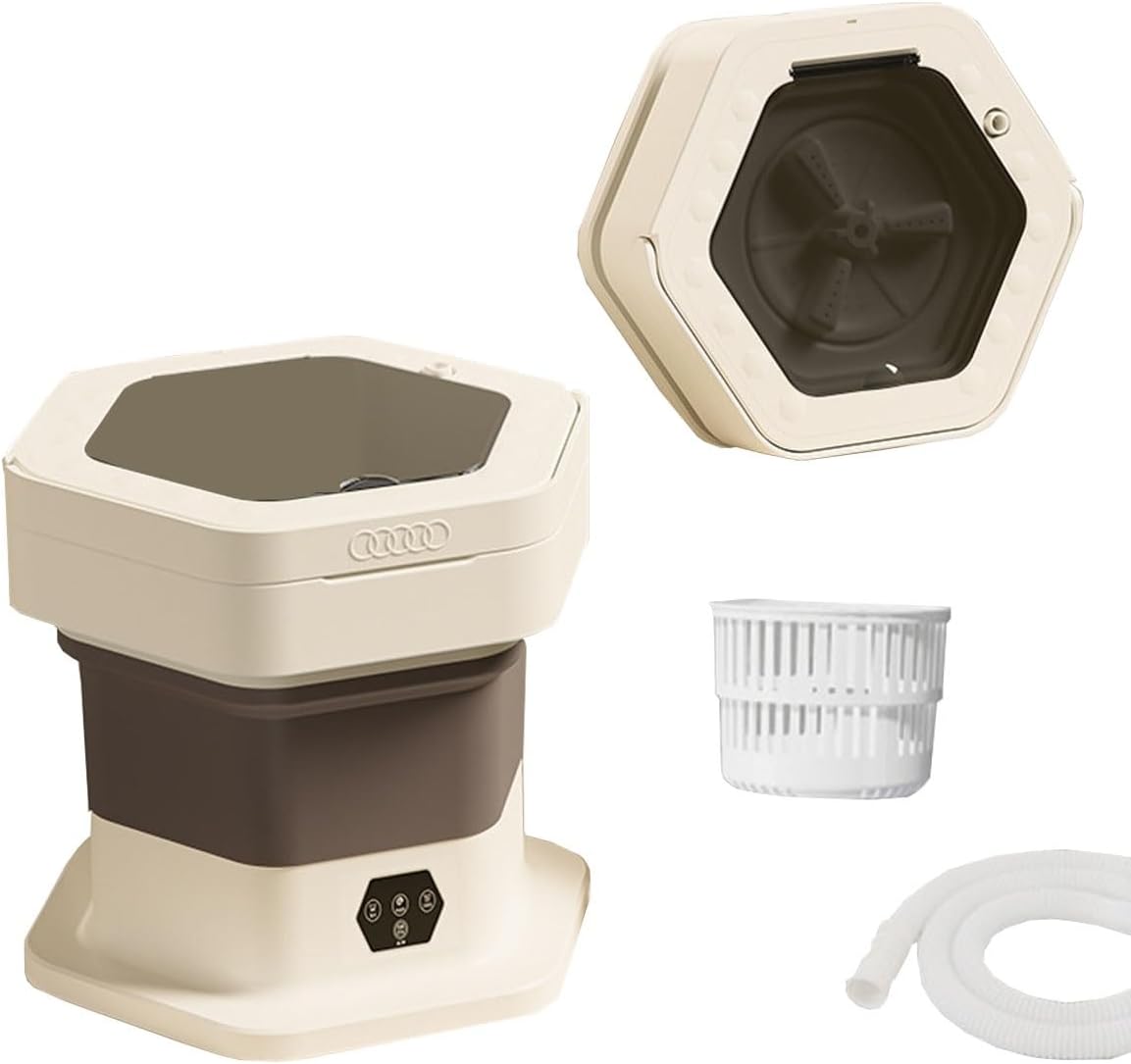 12x11x11in Small Washing Machine 2 In 1 Mini Washing Machine 8L Capacity Foldable Travel Washing Machine For Home, Dorm, Apartment, RV, Outdoor Use(Khaki)