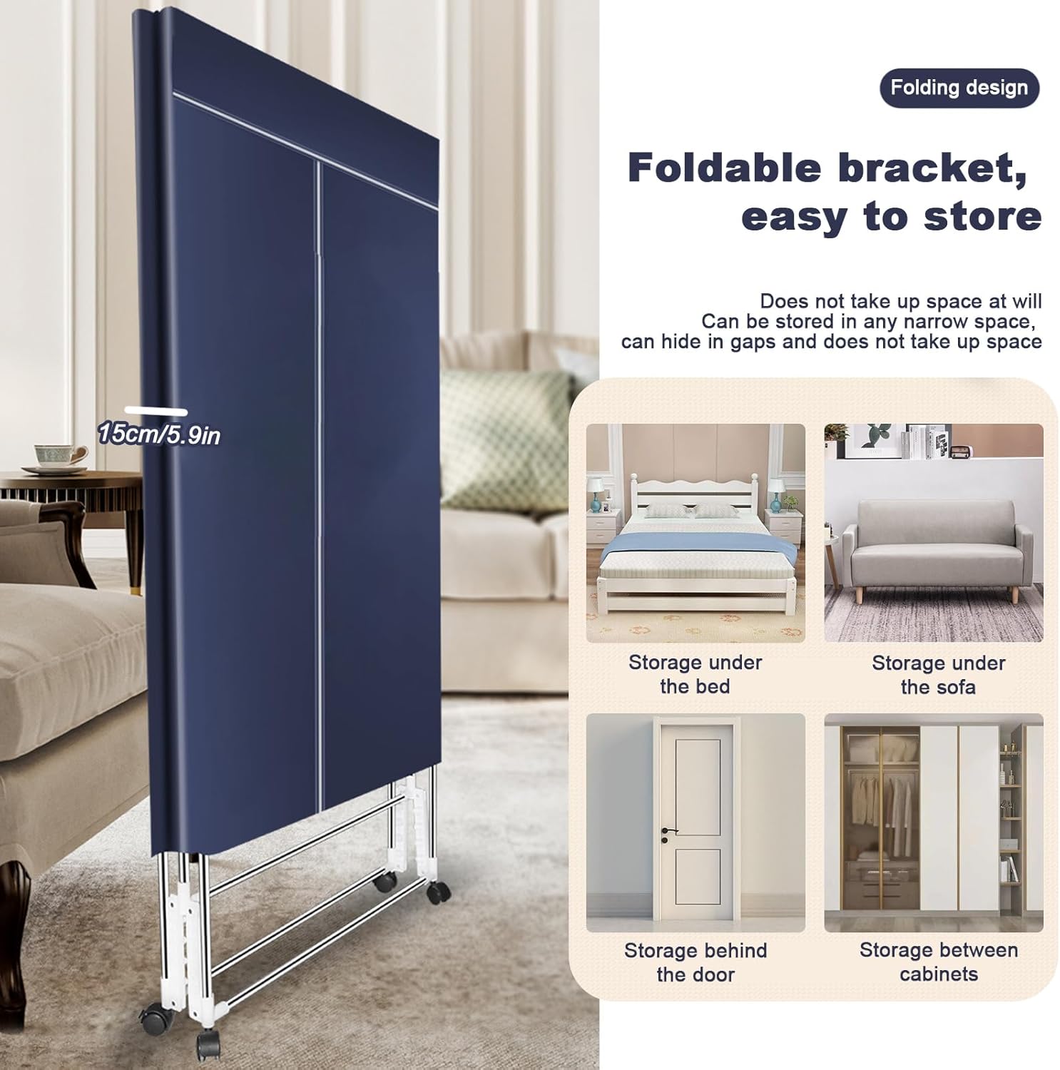 Electric Portable Clothes Dryer,2000W Large Capacity 1/2-Tier Heated Clothes Airer with Cover,Foldable with Overheat Protection,Electric Clothes Drying for Apartments,Families,Dormitories Style-5