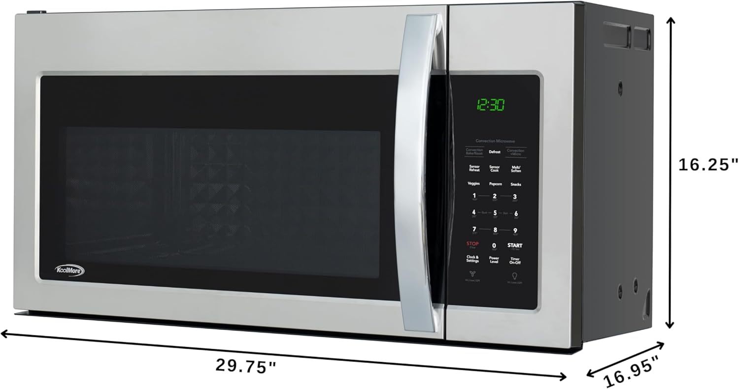 KoolMore 30-inch 1.5 cu. ft. Over-the-Range Convection Microwave Oven,900 Watts and 300 CFM in Stainless-Steel, UL Listed