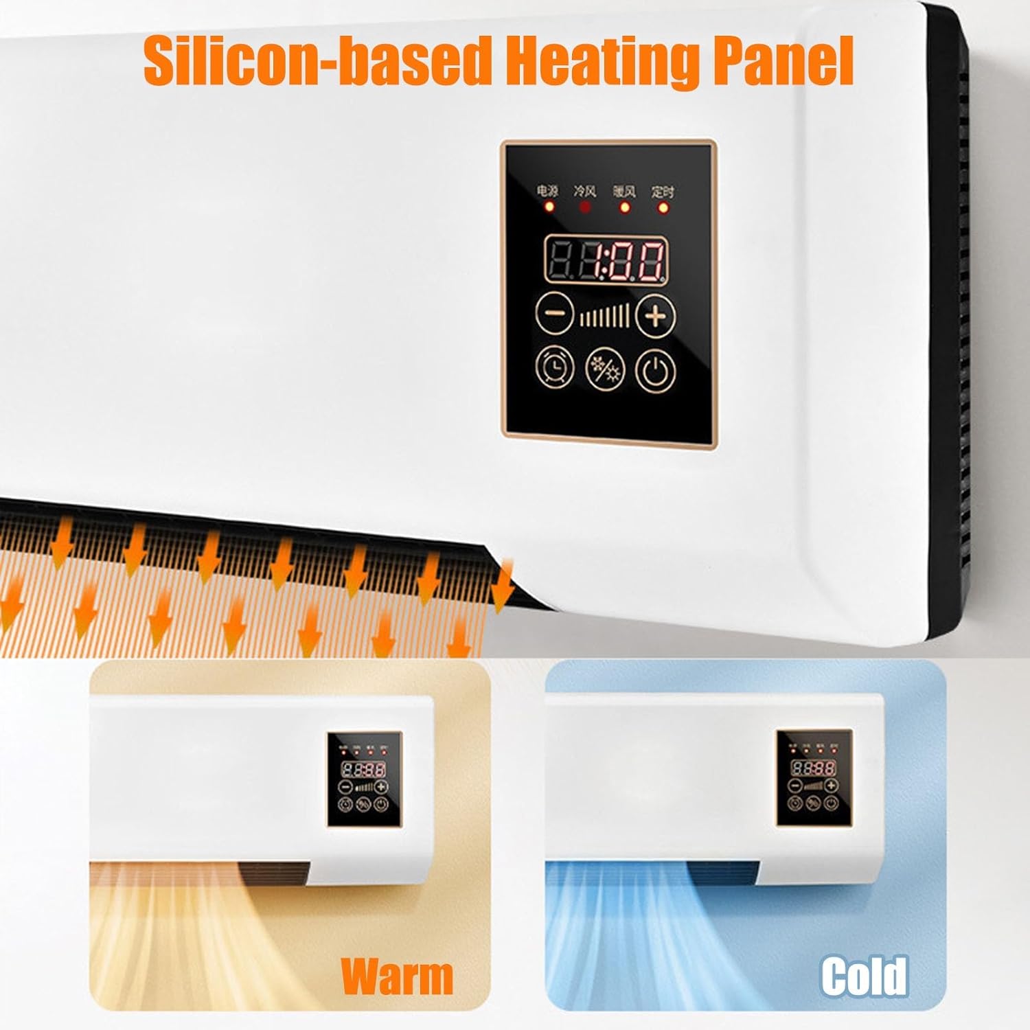 Portable Wall Air Conditioner Fan 2 In 1 Wall Mounted Heating System, Quiet Ac Fan Heater Combo Unit for Living Room Bedroom Office, Smart Air Conditioner with Remote Control(White)