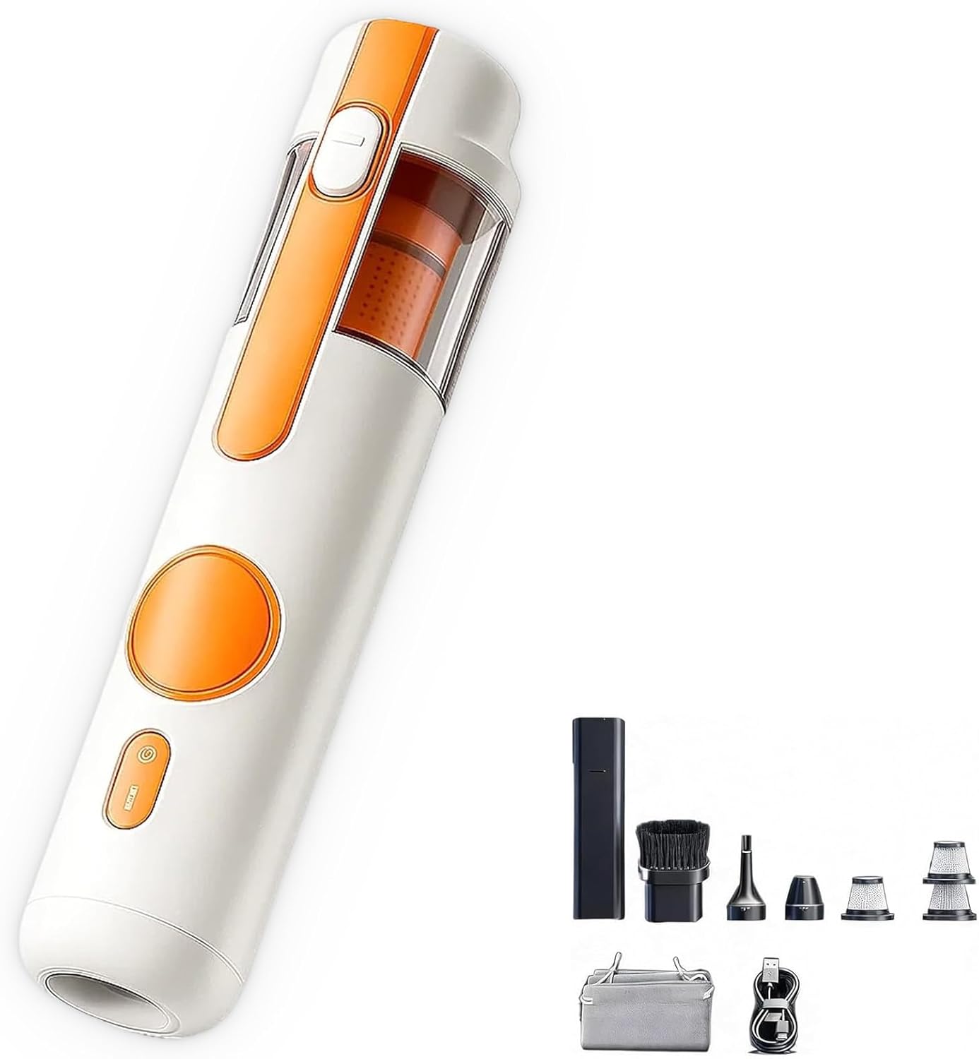 5-in-1 Smart Handheld Vacuum Cleaner Kit, 5-in-1 Cordless Mini Vacuum, Rechargeable Type-C Portable Dust Cleaner for Home, Car, Sofa, Inflatable Pump Function (Gray)