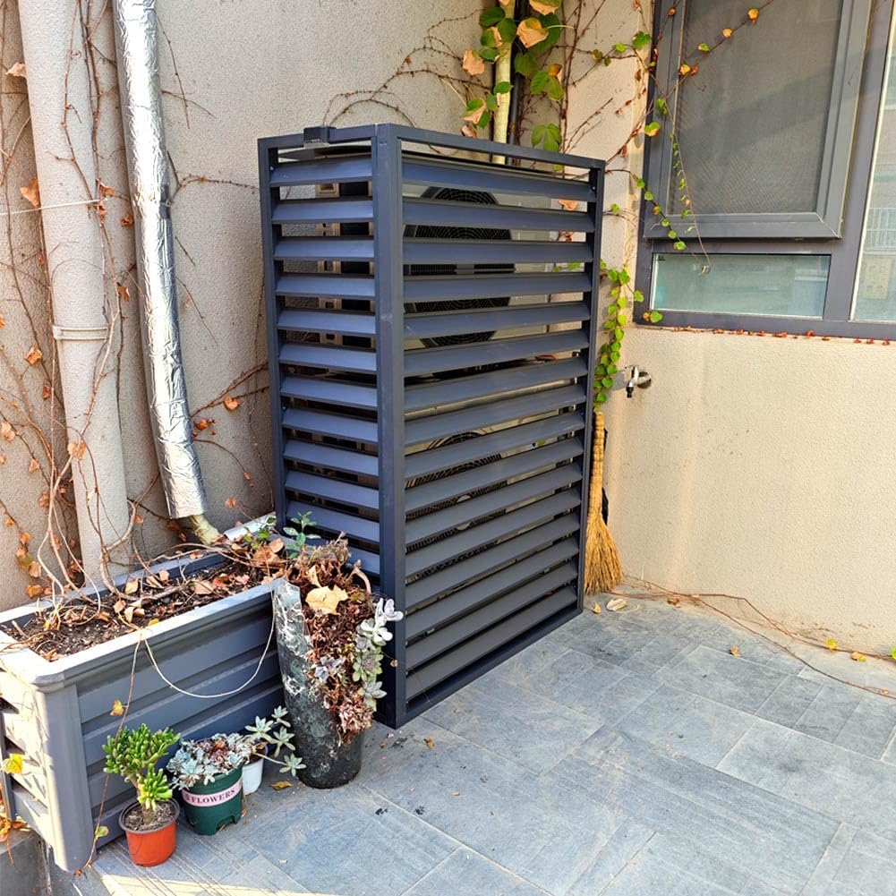 Air Conditioner Cover For Outside Unit Aluminum Air Conditioner Fence Screen Rack Air Conditioner Flower Stand For Garden Patio Waterproof Brown White Grey (Color : White, Size : 1