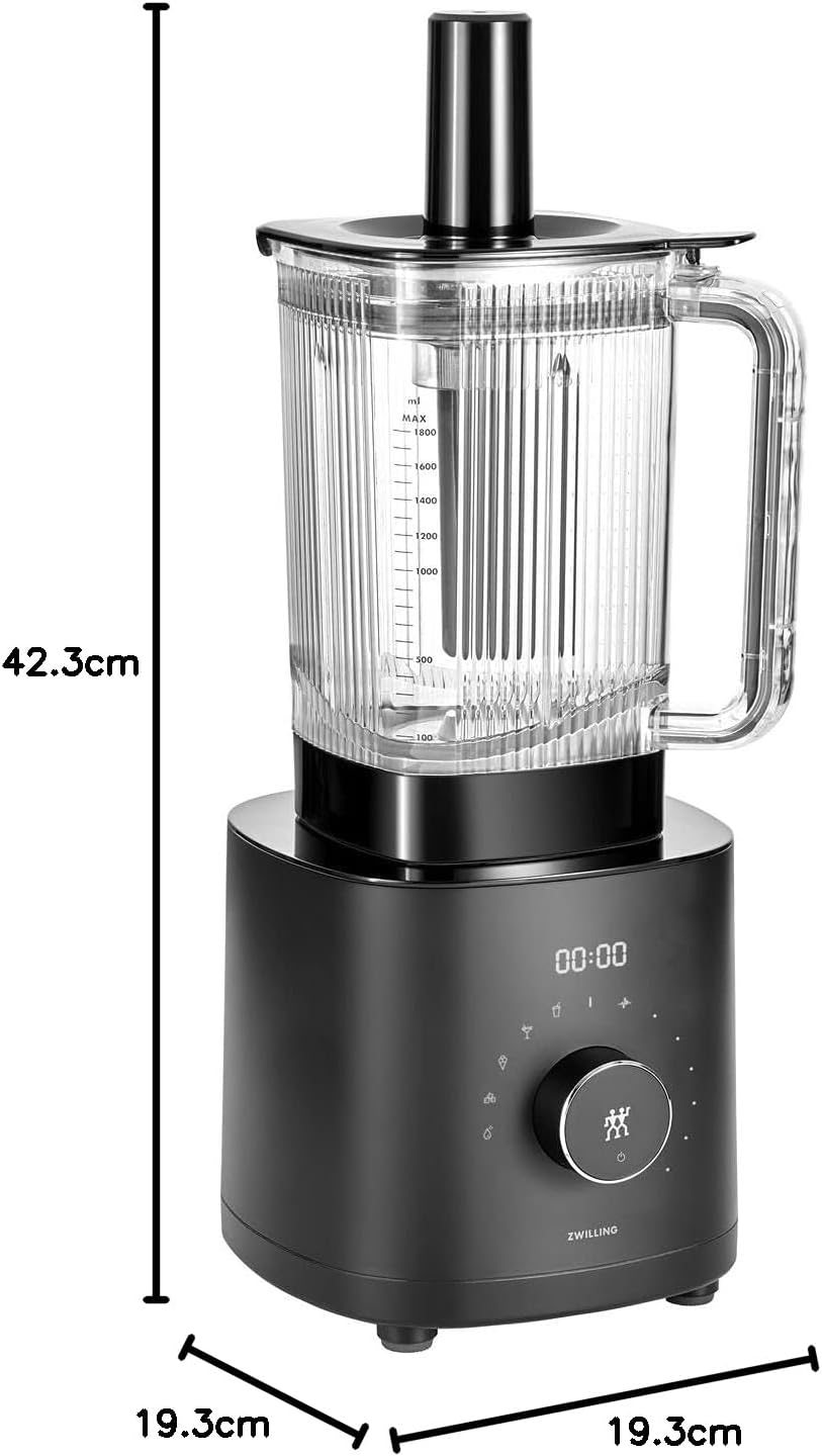 ZWILLING ENFINIGY Powerful Blender, 1.8 Litres, Mixer with Stainless Steel Winglet Blade and 1600 Watt Powerful Motor, Black