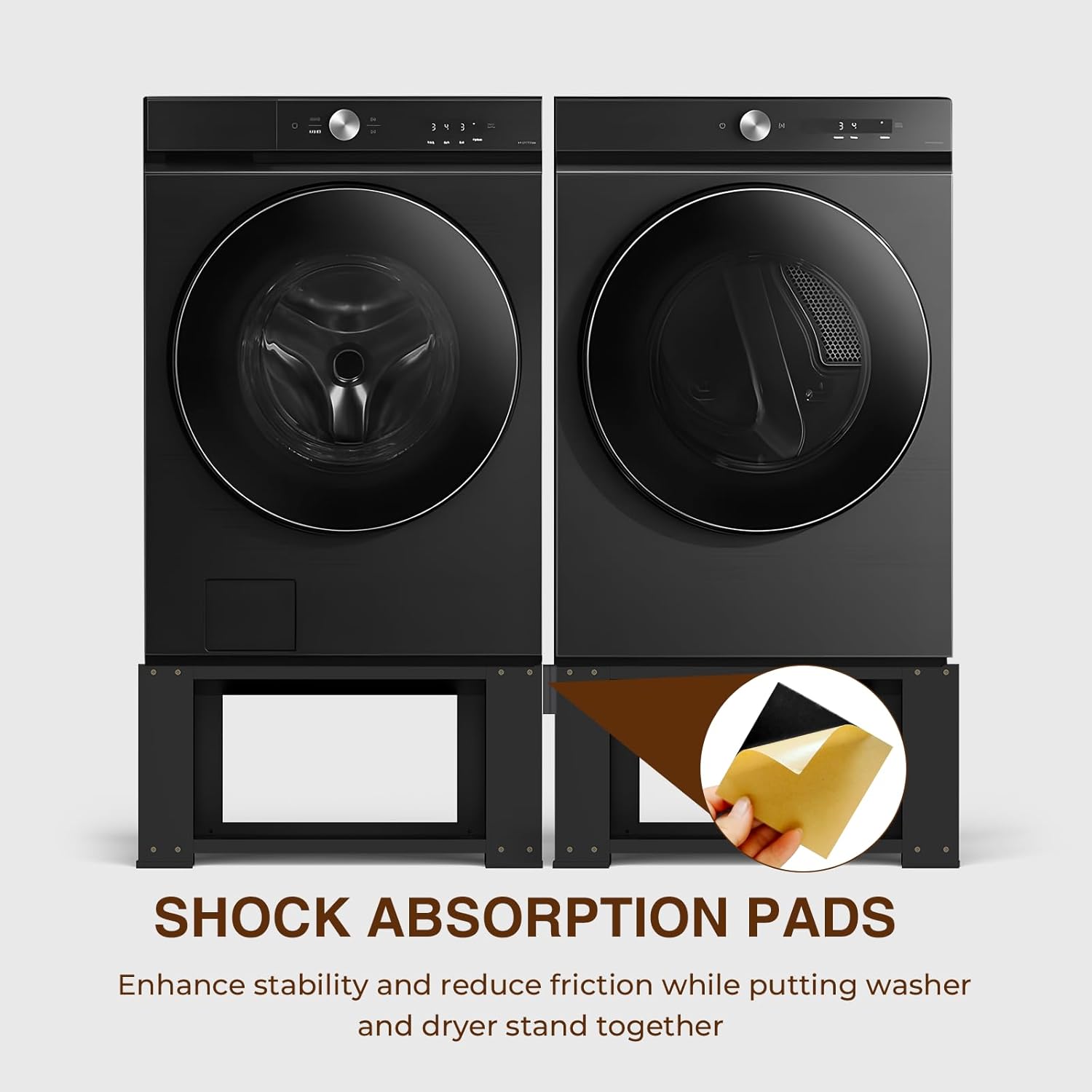 YAFF Laundry Pedestal for Washer and Dryer - Fit 27 and 28 Inch Washer and Dryer Stand Heavy Duty Steel 700lbs Capacity Universal Washing Machine Raiser 15.7'' Height Black