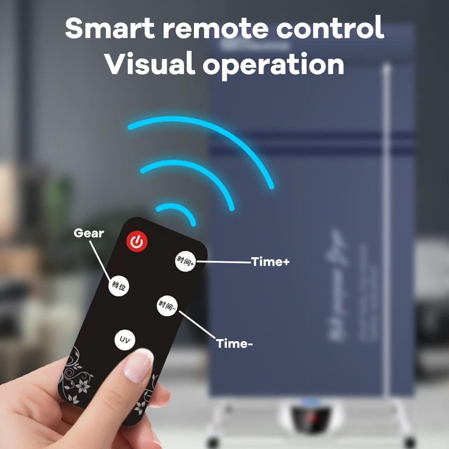 Compact Dryer, Indoor Clothes Heated Airer, Remote Control Multiple Gears Dry Soon, for Apartment,Rv,Travel,Housework (Color : Blue)