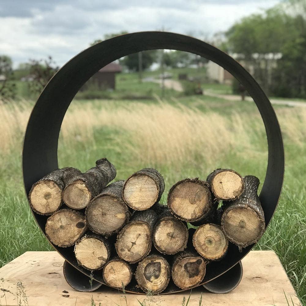 Fire Pit Art The Orbit Round Steel Log Rack (Orbit)