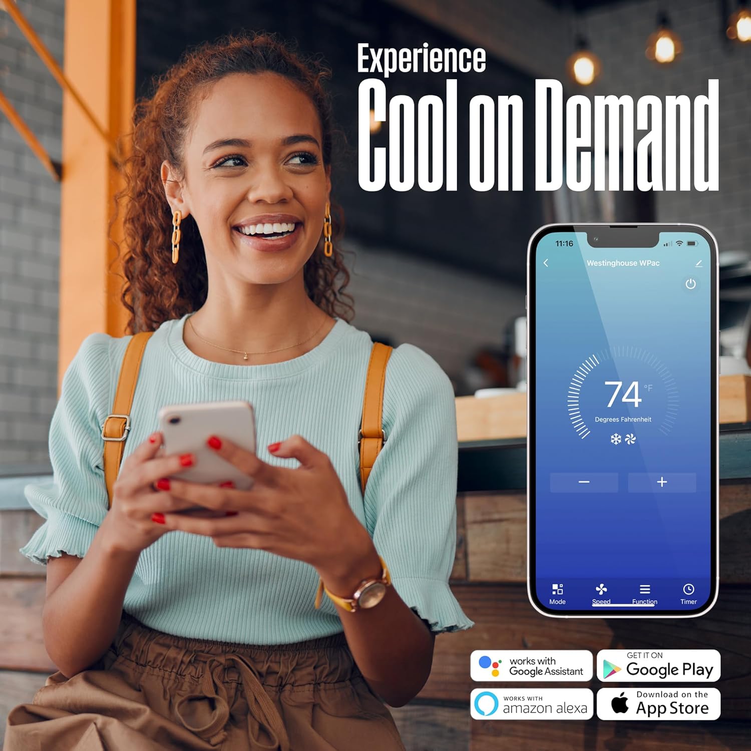 Westinghouse 14,000 BTU Air Conditioner with Heat Mode, Cools 700 sq. ft., WiFi Enabled, Remote Controlled, Dehumidifier, 3-Speed Fan, Programmable Timer, Window Kit