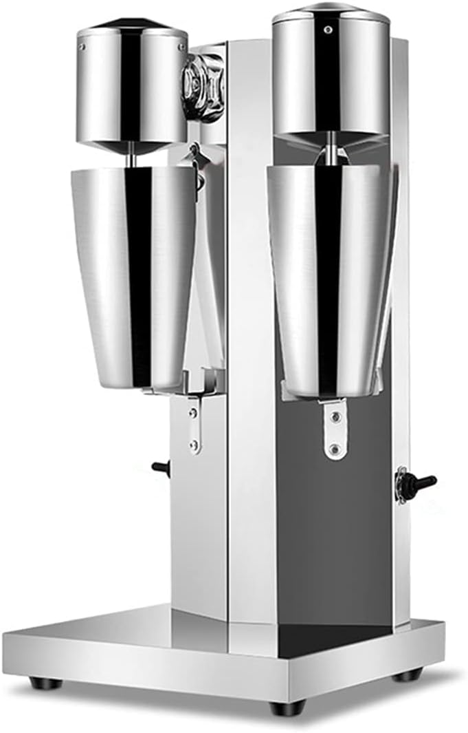 tonchean Commercial Double Head Milkshake Maker, Stainless Steel Milk Shake with 2 Speeds Blender Electric Milkshake Maker Machine with 28 oz Stainless Steel Cup, 110V 180W Silver