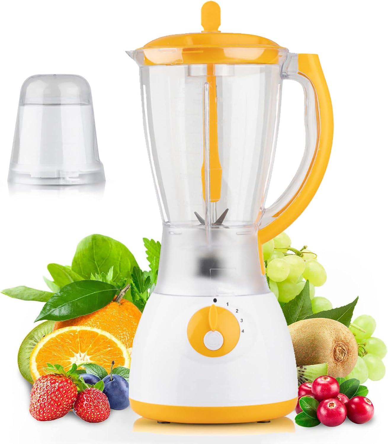 Blender Smoothie Maker, 1000W High Speed ​​Professional Smoothie Blender, Adjustable Speed, 1.5L Jar, Kitchen Professional Food Processor Blender (Yellow)