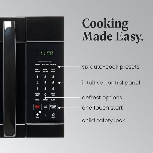 Farberware 1.7 Cu. Ft. Over-the-Range Microwave Oven – 1000 Watts Power, Auto Cook Settings, Defrost, Easy Clean and Child Safety Lock - Black