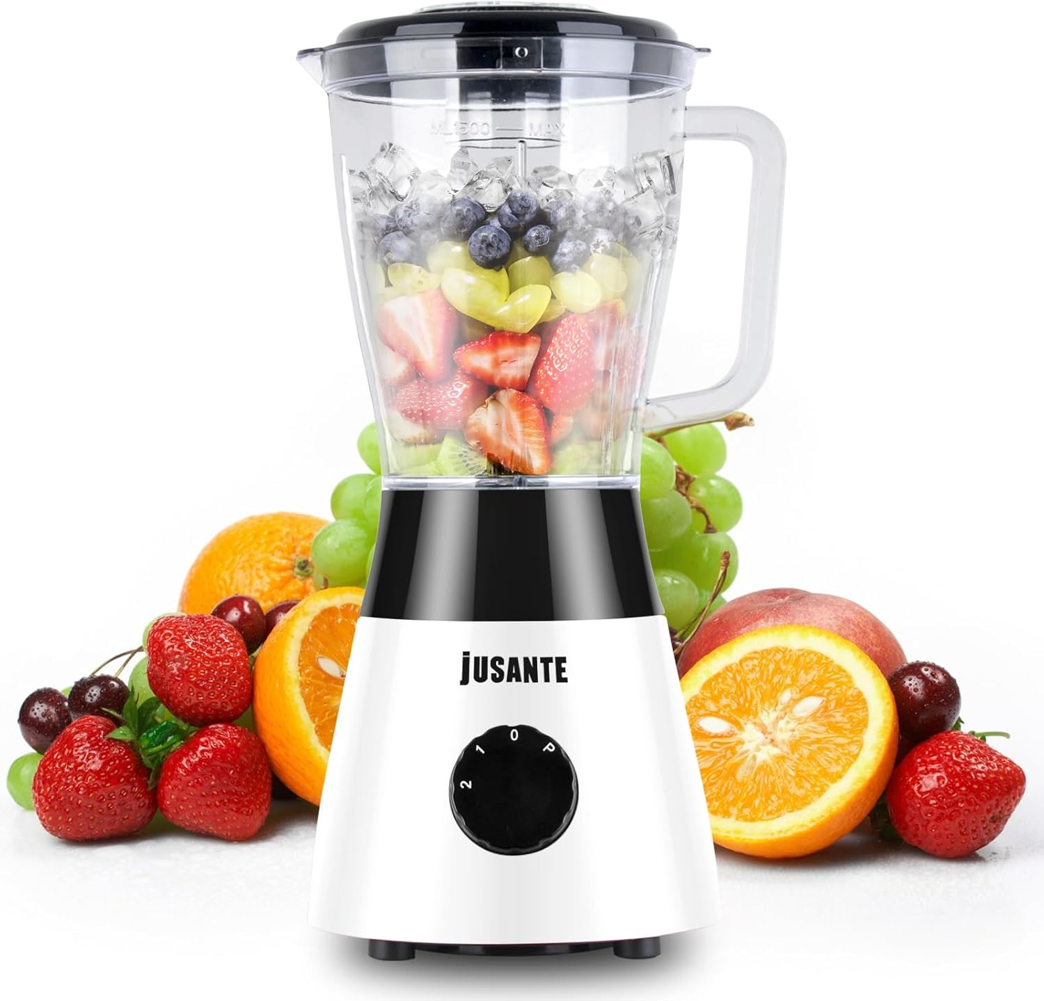 Blender for Smoothies, Small Blender with 500W Motor for Milkshake Desserts Nut Butter, Cocktails Sauces (White)