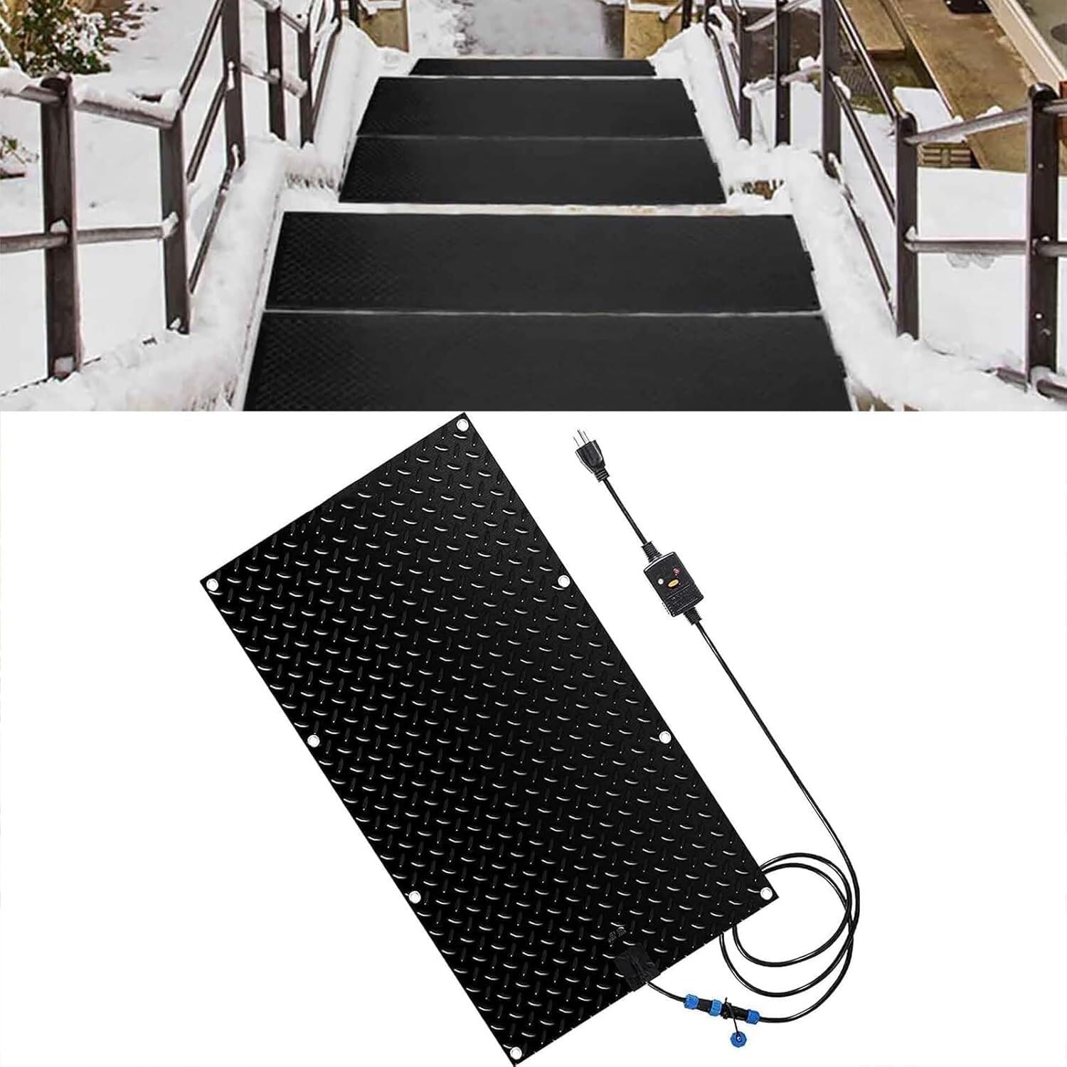 Heated Snow Melting Mats, 1/2/3/4/5 Pieces Snow Melting Heated Walkway Mats - Snow Melting Mats with Power Cord, Non-Slip Design, Extra Traction, for Winter Stairs(1 Pcs,30x90cm/12x36in)