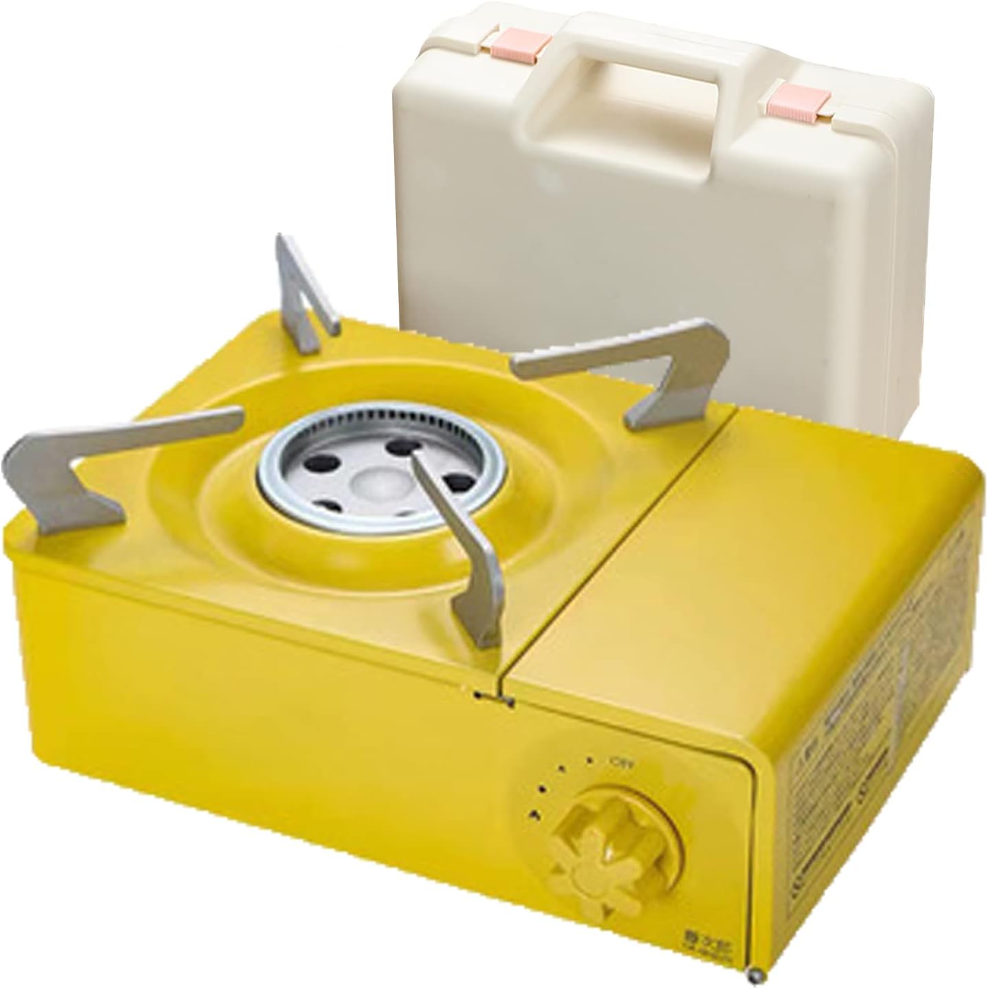 Portable Mini Butane Stove Gas Camping and Backpacking Essentials Piezo Electric Ignition for Picnics Hiking with Carrying Case (Yellow)