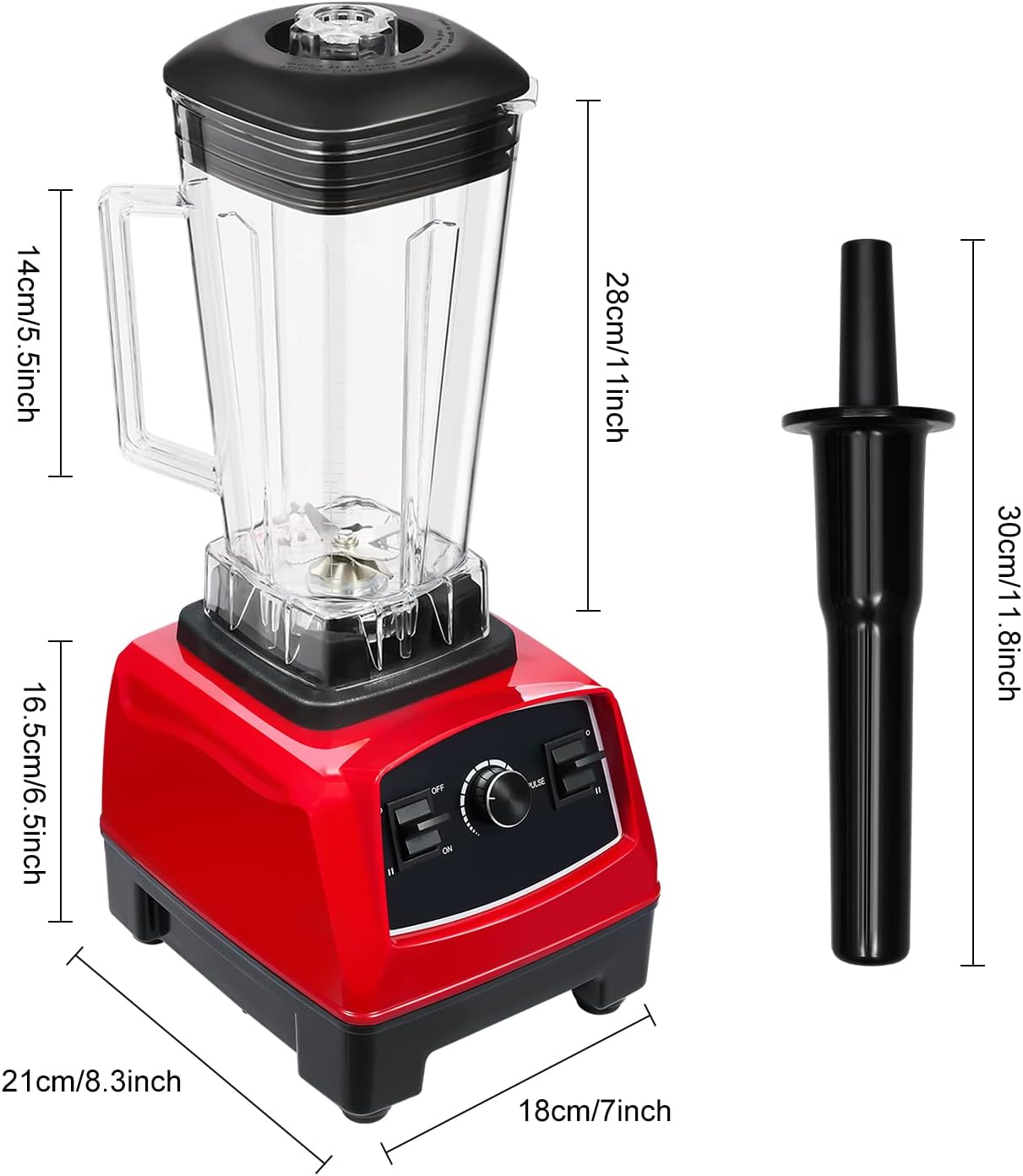 2200W Commercial Blender for Kitchen Professional Compact Smoothies Blenders with 68oz Container & 6 Steel Blades Countertop Blender Mixer for Smoothies Frozen Drinks Sauces Fruit Crushing Ice (Red)