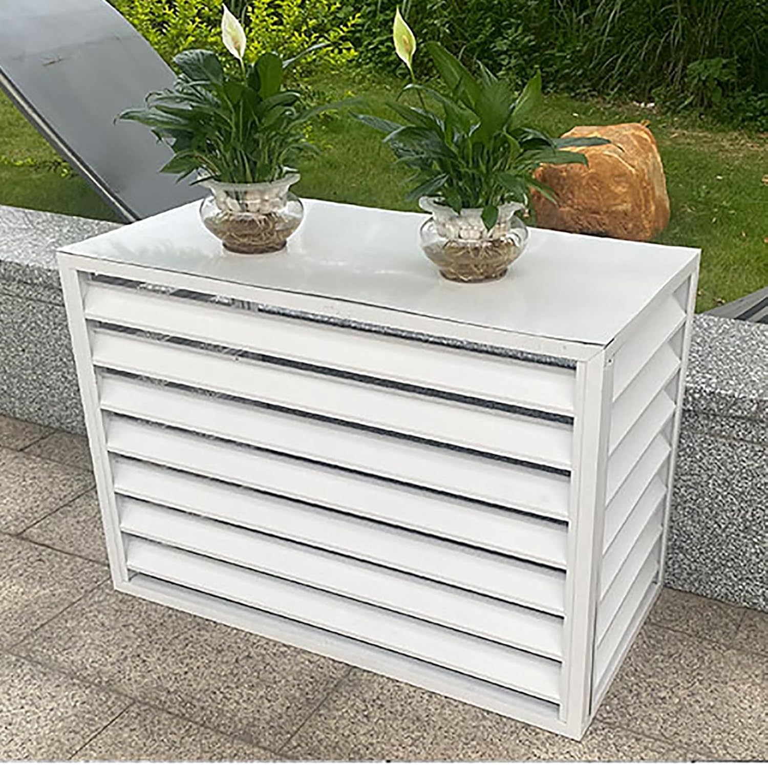 Aluminum Air Conditioner And Heat Pump Cover, Air Conditioner Fence Screen, Mini Split Air Conditioner Cover For Outside Units, Plant Display Rack Storage Shelf, Suitable For Indoor And Outd