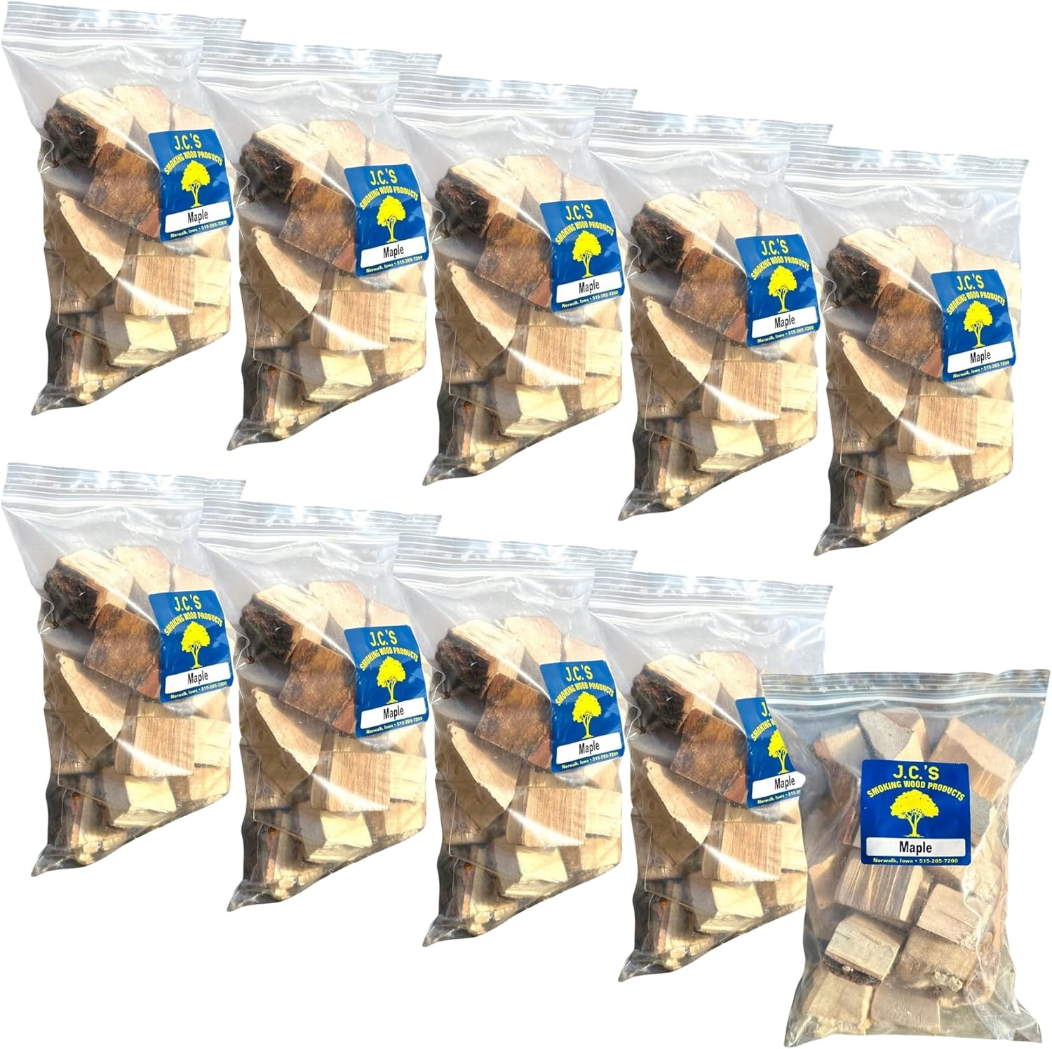 J.C.'s Smoking Wood Chunks - Gallon Sized Bag - Maple 10PK
