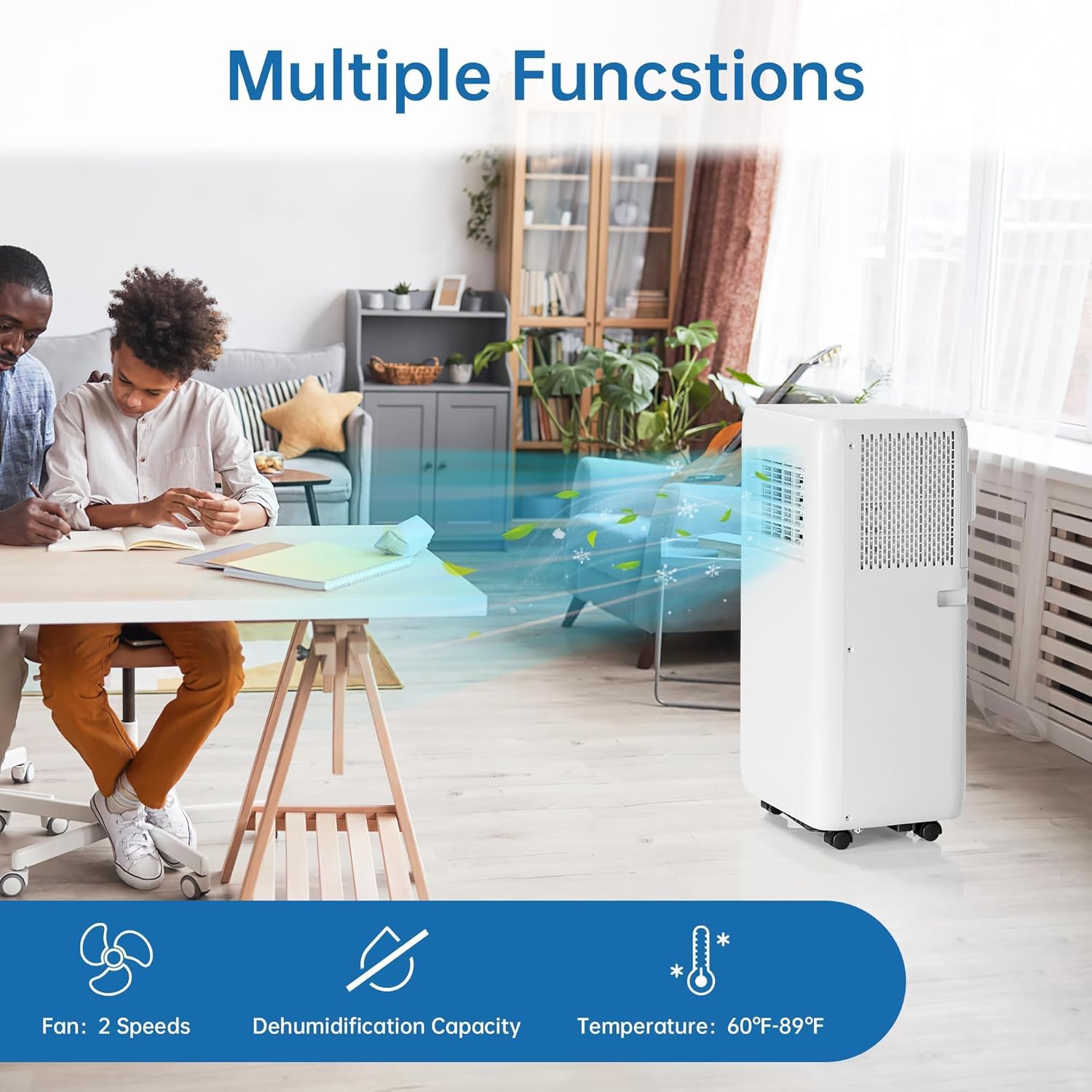 10,000 BTU Portable Air Conditioner for Rooms Up to 450 Sq.Ft - 3-in-1 Cooling AC Unit with Dehumidifier & Fan, Includes Window Kit, Remote Control & 24H Timer, for Home Office