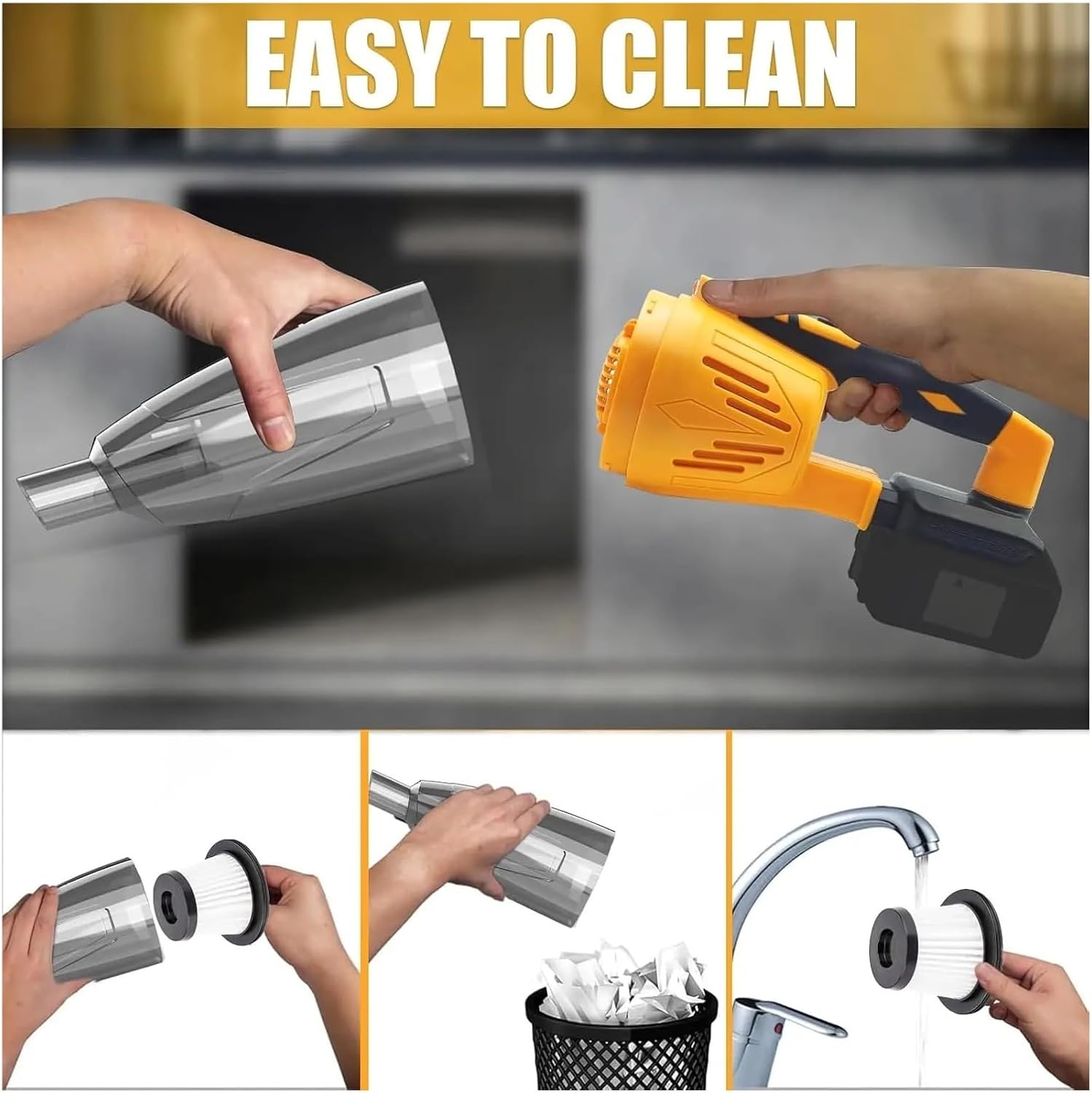 2 in 1 Cordless Stick Vacuum Cleaner | Compatible with DeWALT 20v/18v Battery | Lightweight, 2-Mode Powerful Suction, Versatile | Home & Workshop Cleaning Tool