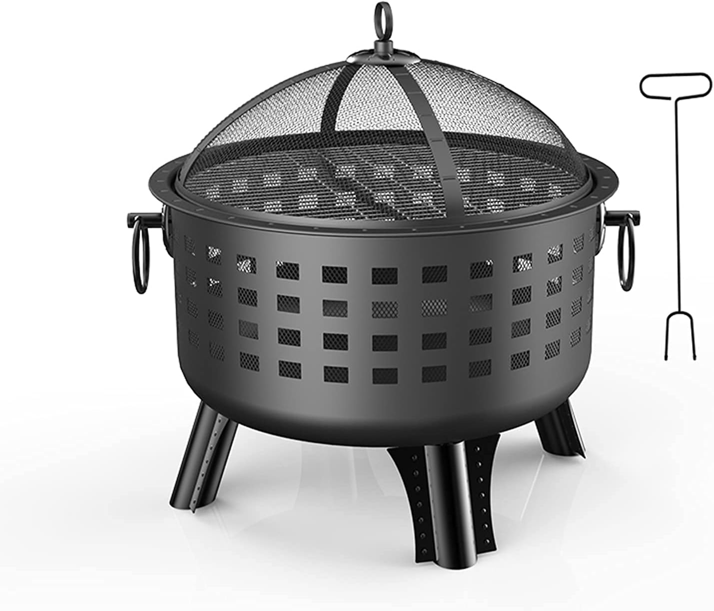 Backyard Patio Garden Fireplace Wood Burning Fire Pit Outdoor Heaters 2 in 1 Fireplace for Bonfire Barbecue in The Wild with Grill Grate for Heating BBQ Fire Bowls