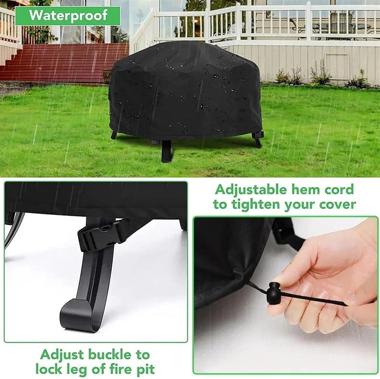 12 Size Heavy 600D Waterproof Patio Fire Pit Cover BBQ Grill Cover Outdoor Garden Yard Round BBQ Cover Table Covers Protector