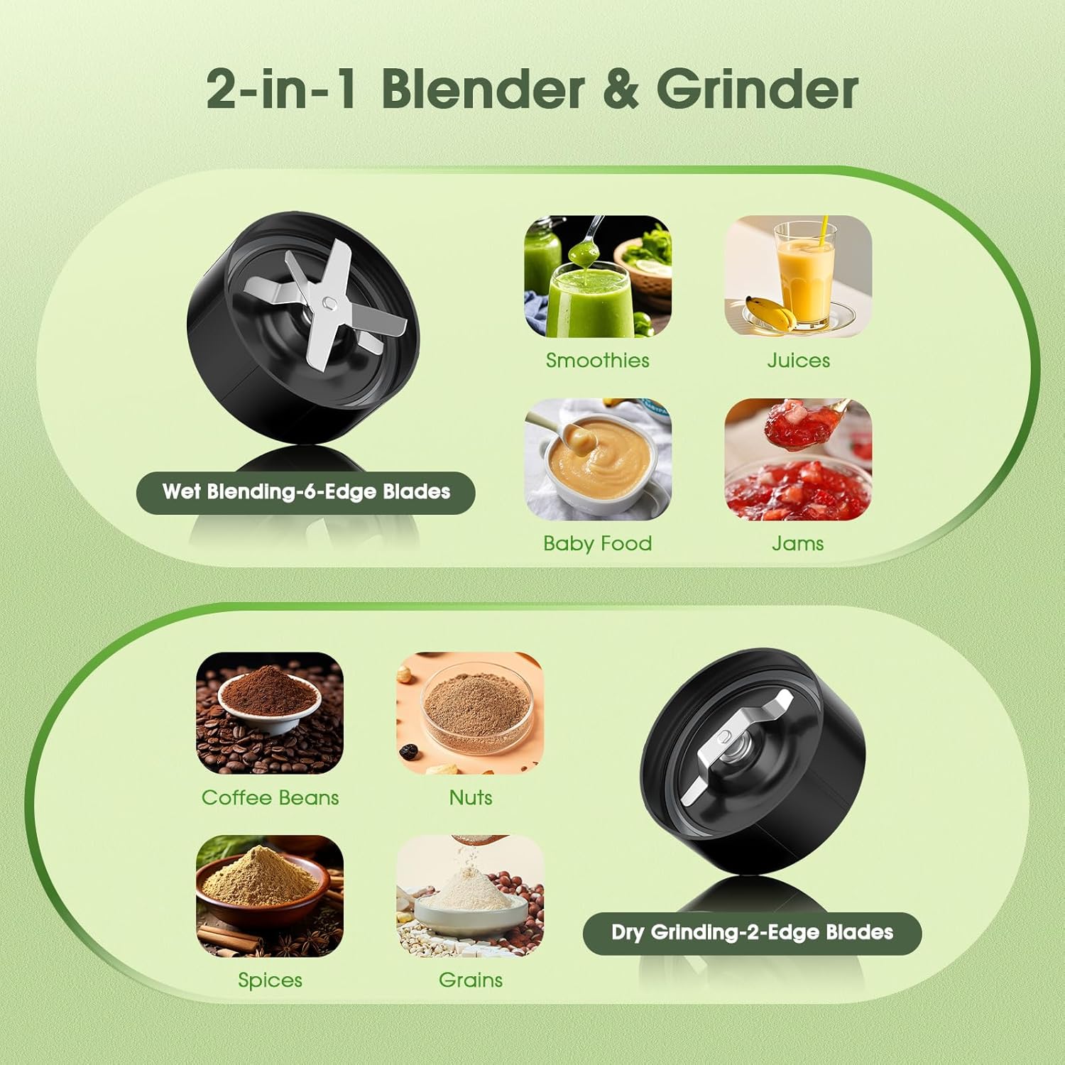 Countertop Blenders for Kitchen 25000RPM Personal Blender for Shakes and Smoothies with 37oz 32oz 23oz Portable Cups, Smoothie Blender for Ice Crushing, Frozen Drinks, Milkshake, Juice, Nuts