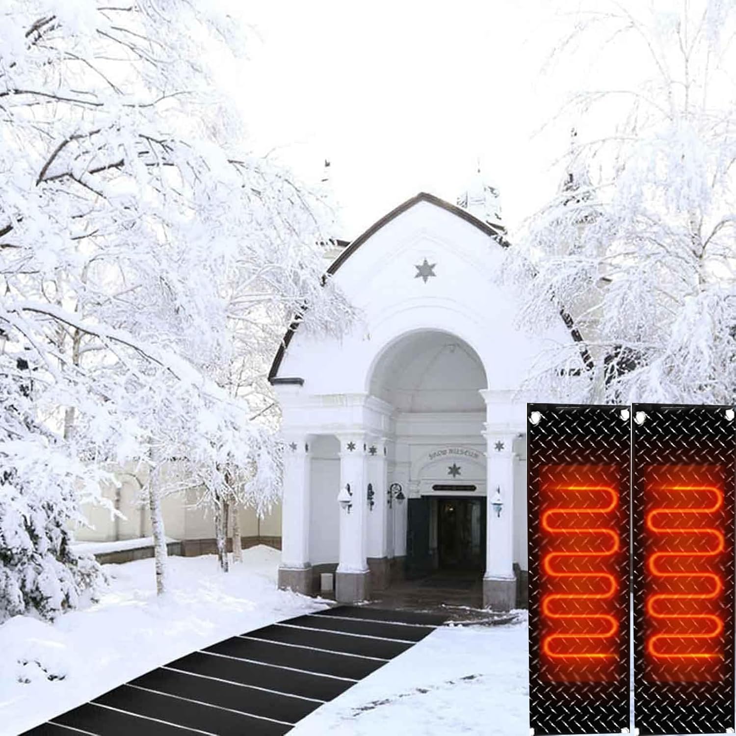 Timer Snow melt Walkway pad 1/2/3/4/5 Pieces, Anti-Slip Rubber, Heated for Winter Outdoor use(5Pcs,10x30in/(25.4x76.2cm))