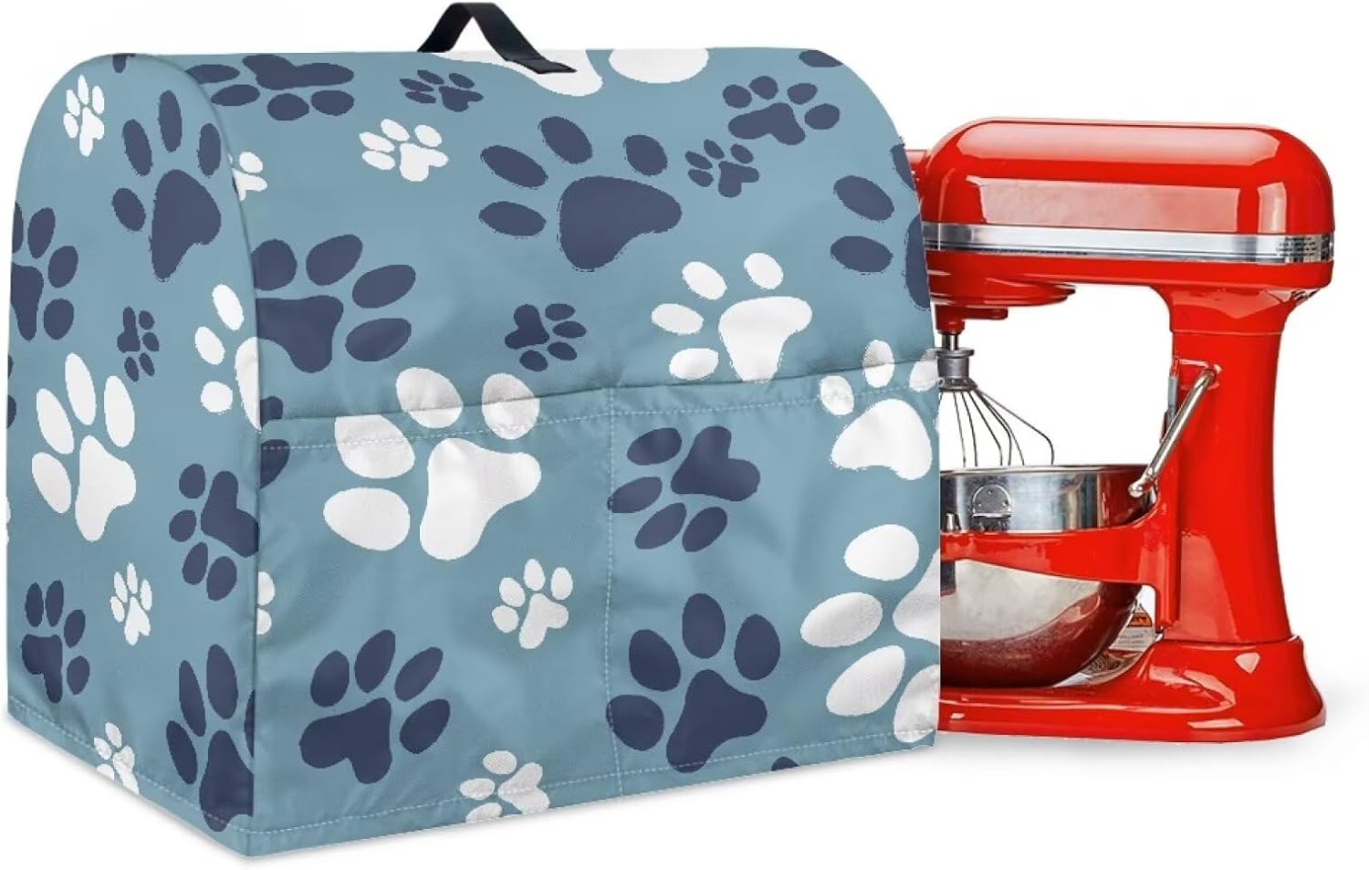 Stand Mixer Cover, Portable Stand Mixer Dust Cover for Most Standard Blender Dustproof Kitchen Appliances Dust Cover with Top Hook Portable to Use Blue Dog Paw Prints
