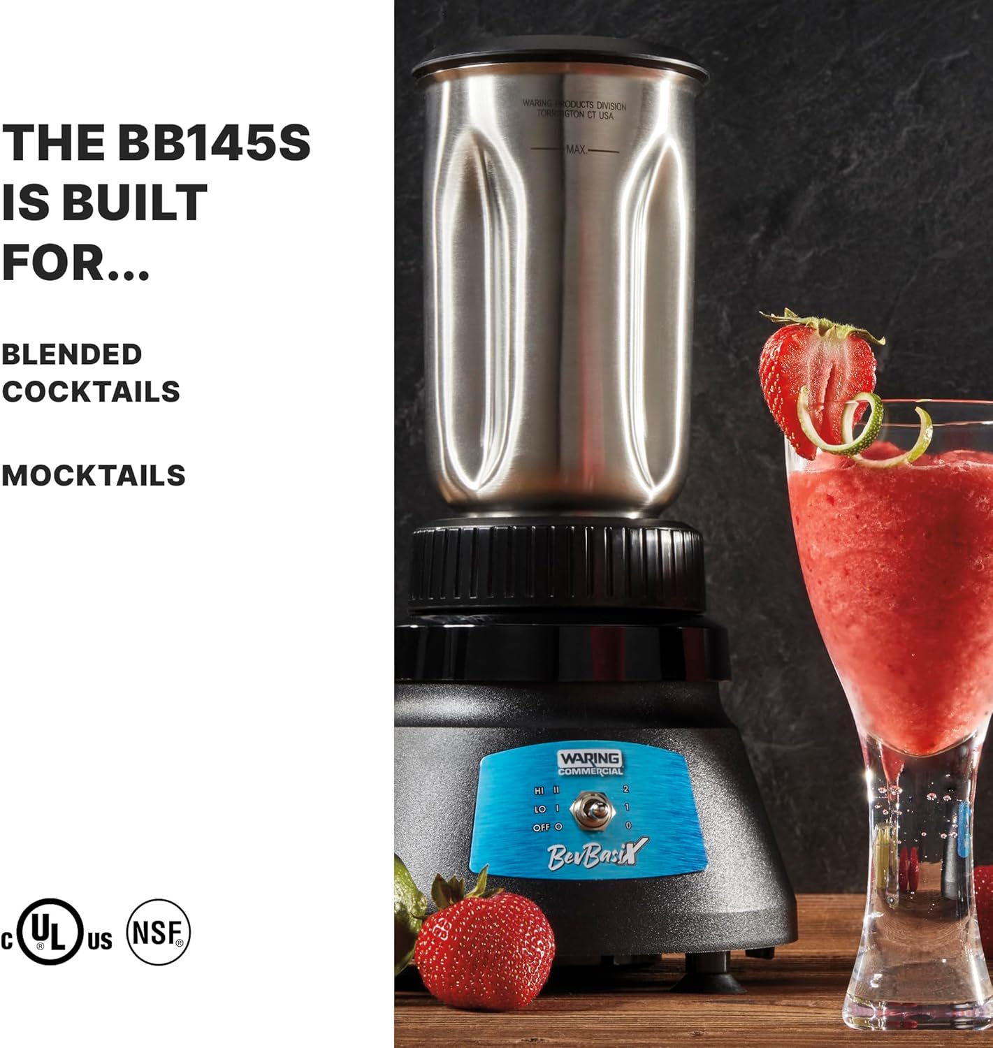 Waring Commercial 1/2 HP Bar Blender 2-Speed with 32 oz. Stainless Steel Container